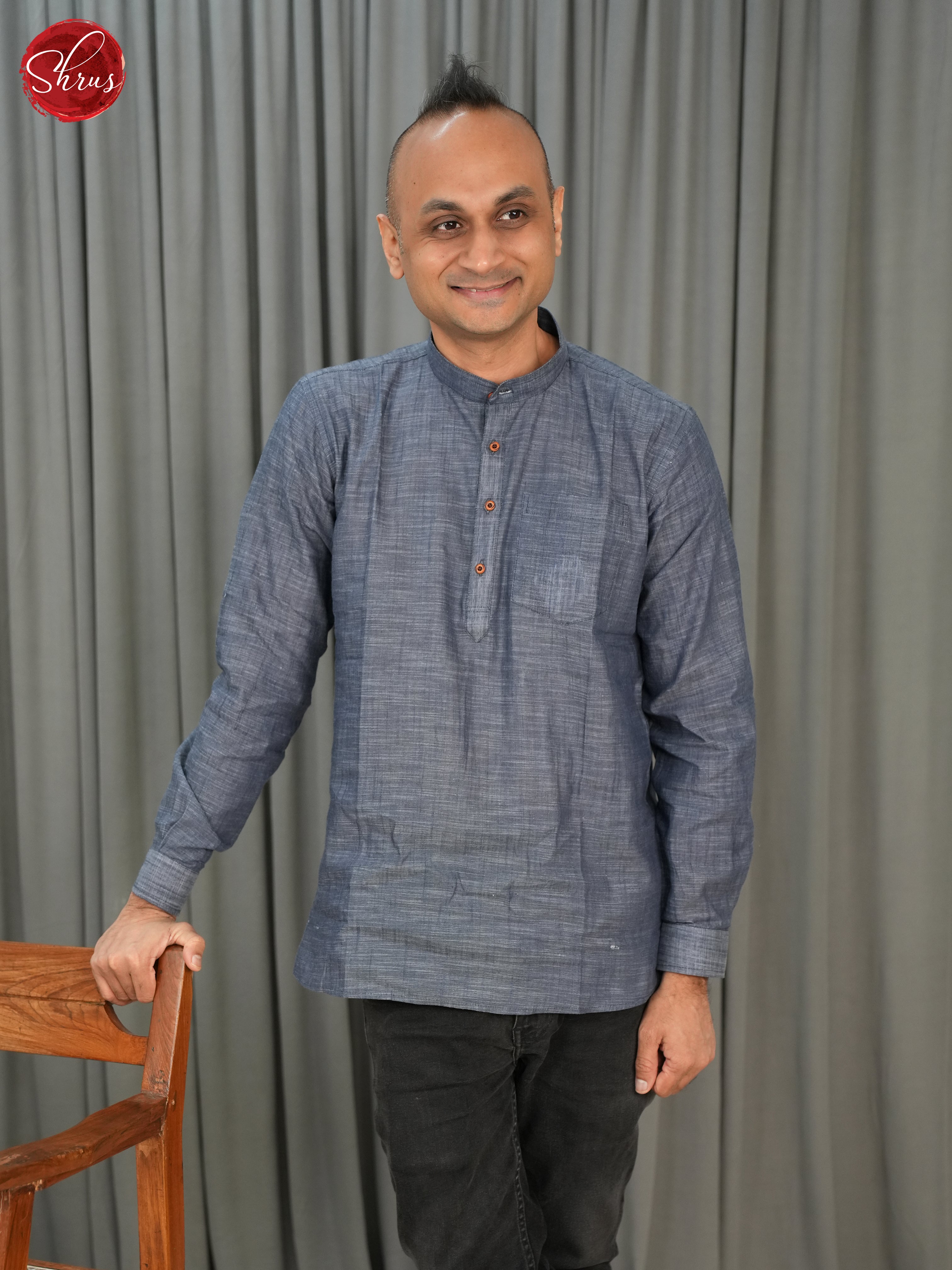 Grey -Readymade Mens Kurta - Shop on ShrusEternity.com