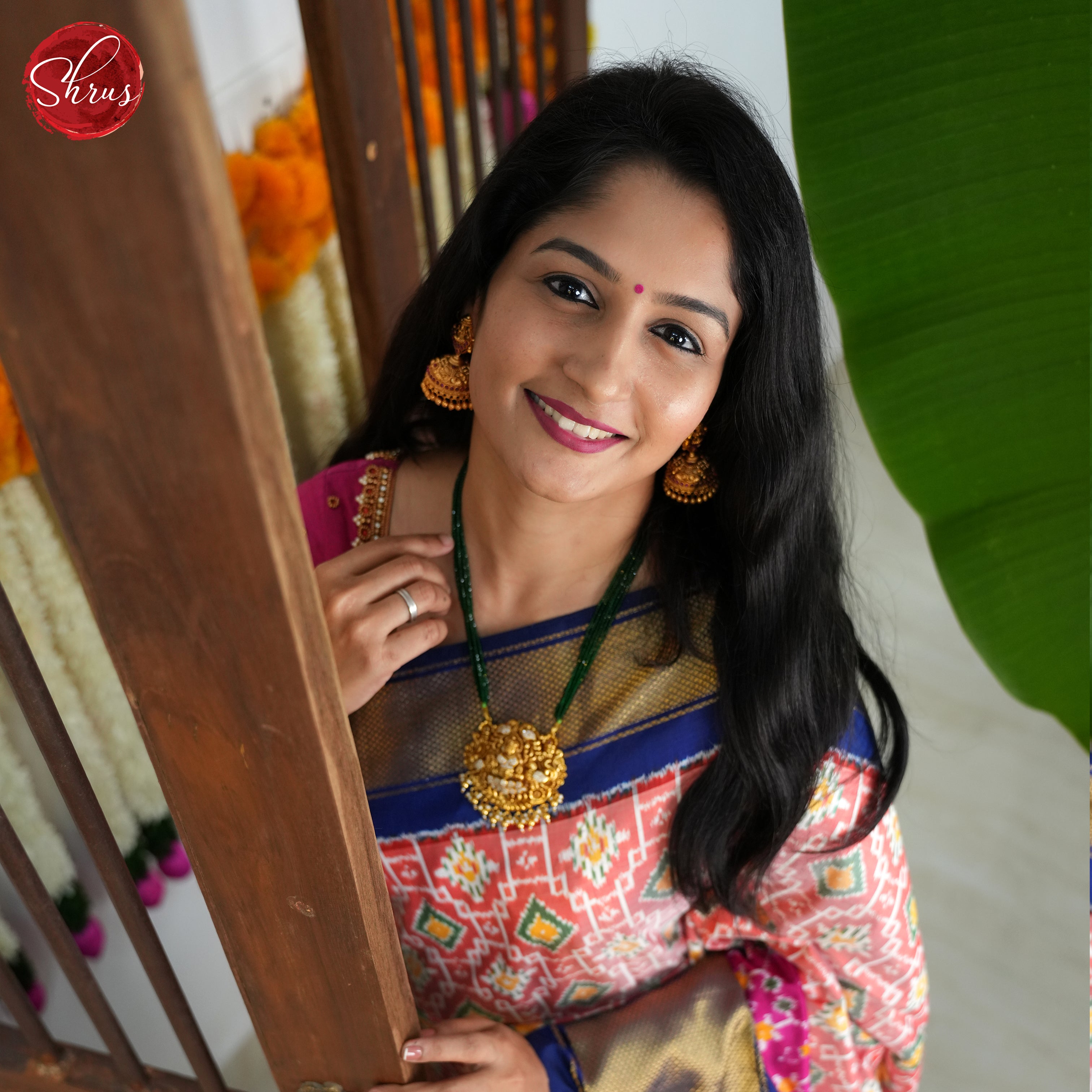 Pink & Blue - Ikkat Silk Saree - Shop on ShrusEternity.com