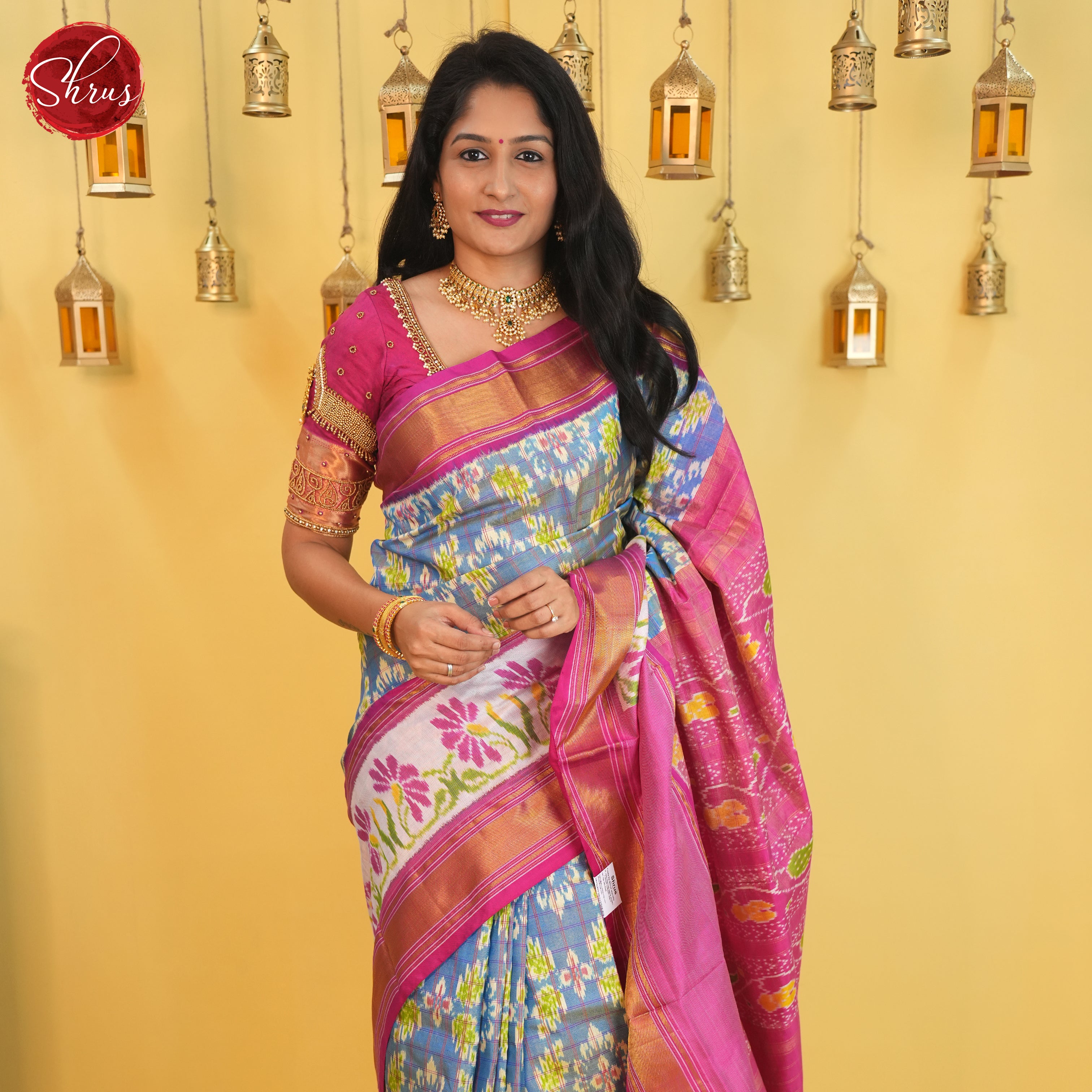 Violet & Pink - Ikkat Silk Saree - Shop on ShrusEternity.com