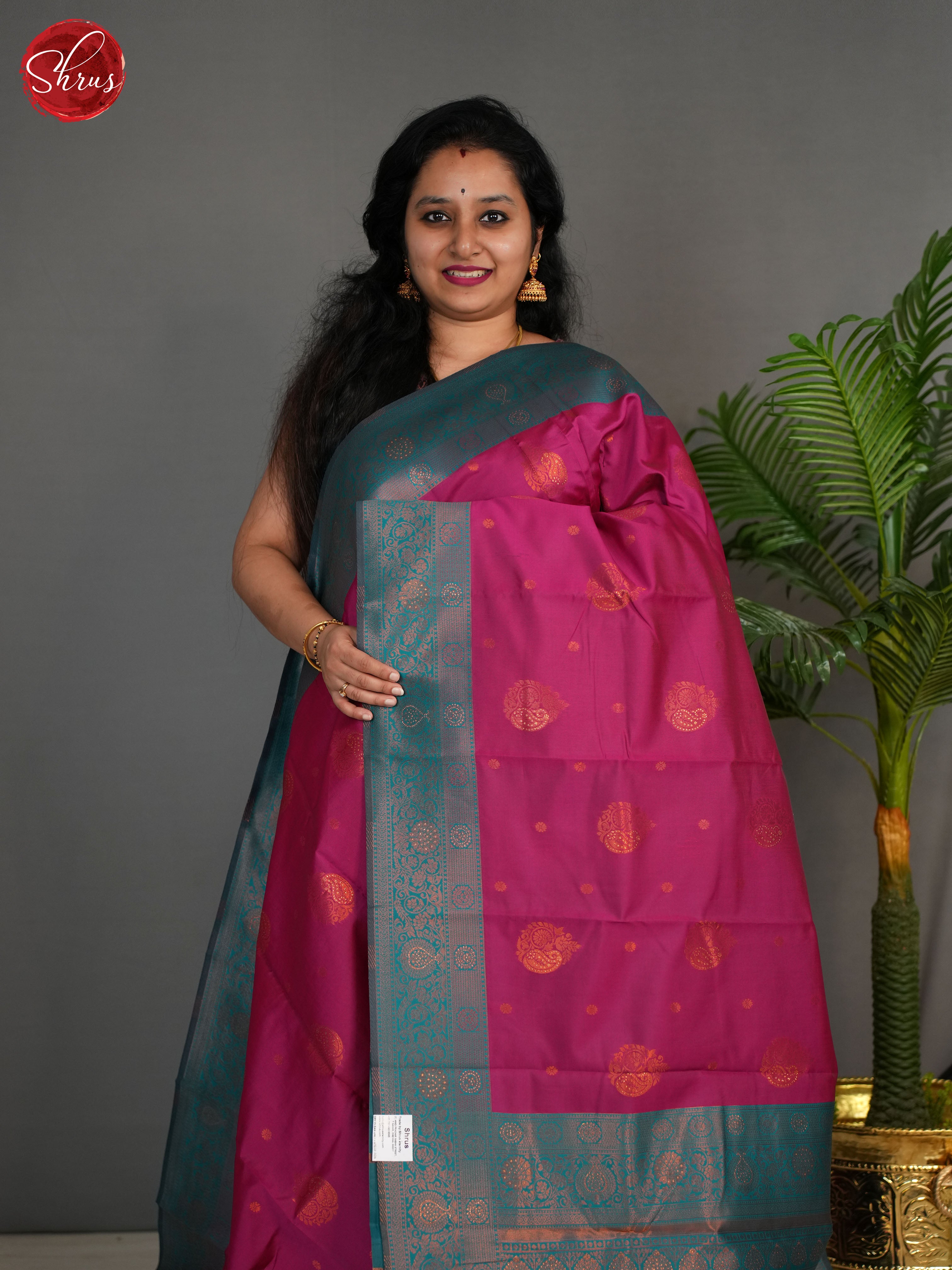 Pink And Green-Semi Kanchipuram Saree - Shop on ShrusEternity.com