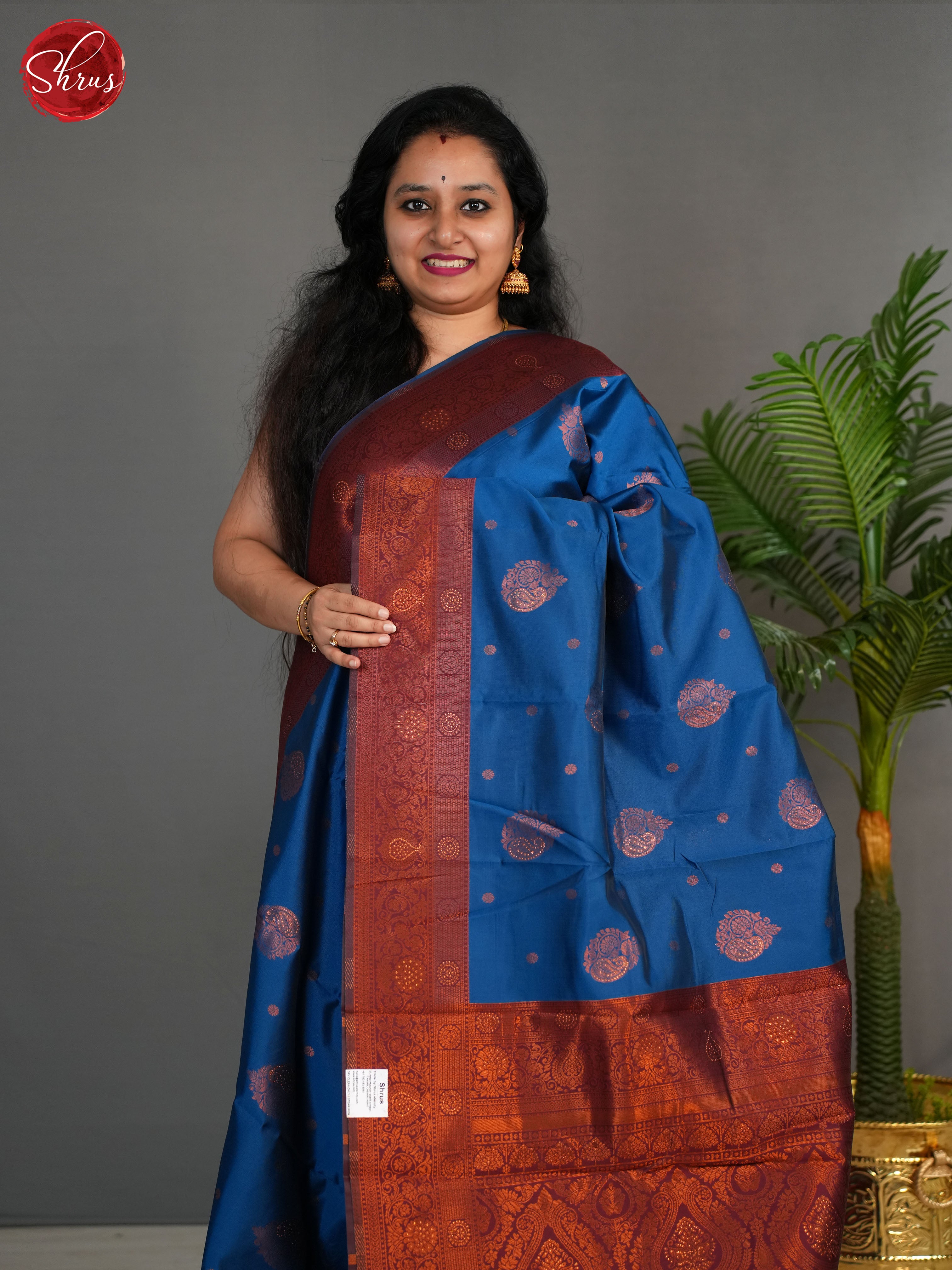 Blue And Araku Maroon-Semi Kanchipuram Sare - Shop on ShrusEternity.com