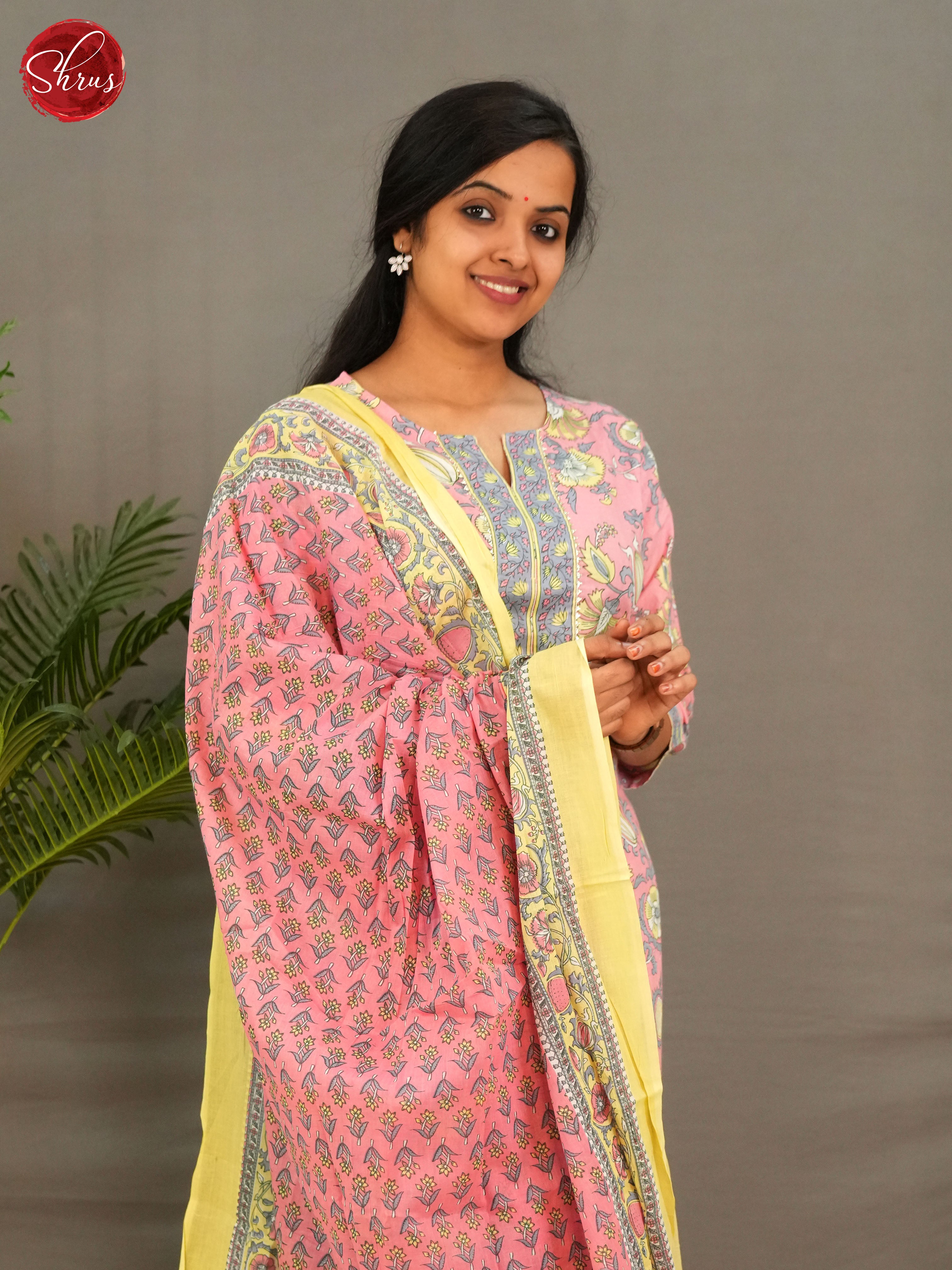 Pink & Yellow -Jaipur printed 3pc Readymade Salwar - Shop on ShrusEternity.com