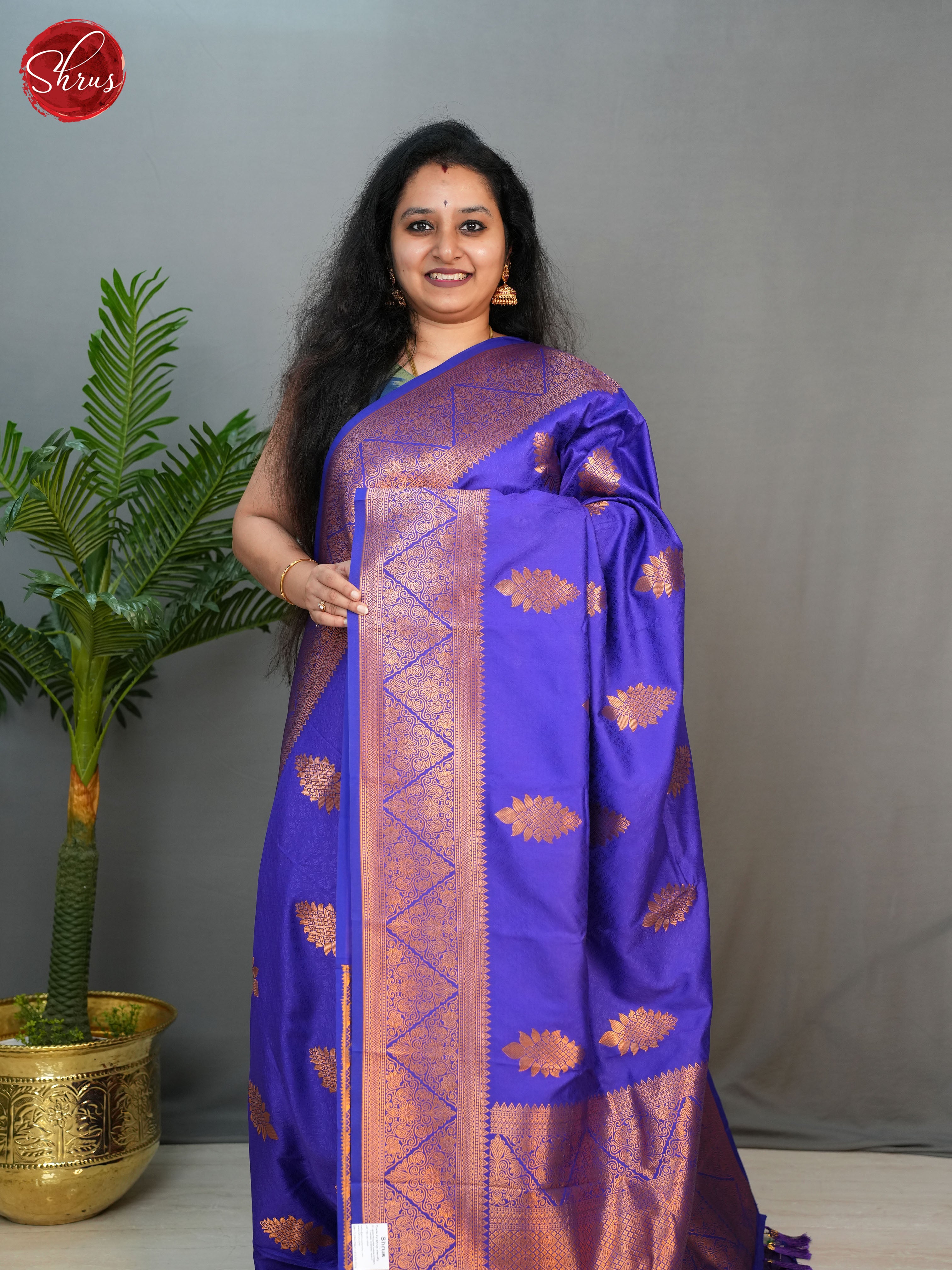 Purple(Single Tone) - Semi kanchipuram saree - Shop on ShrusEternity.com