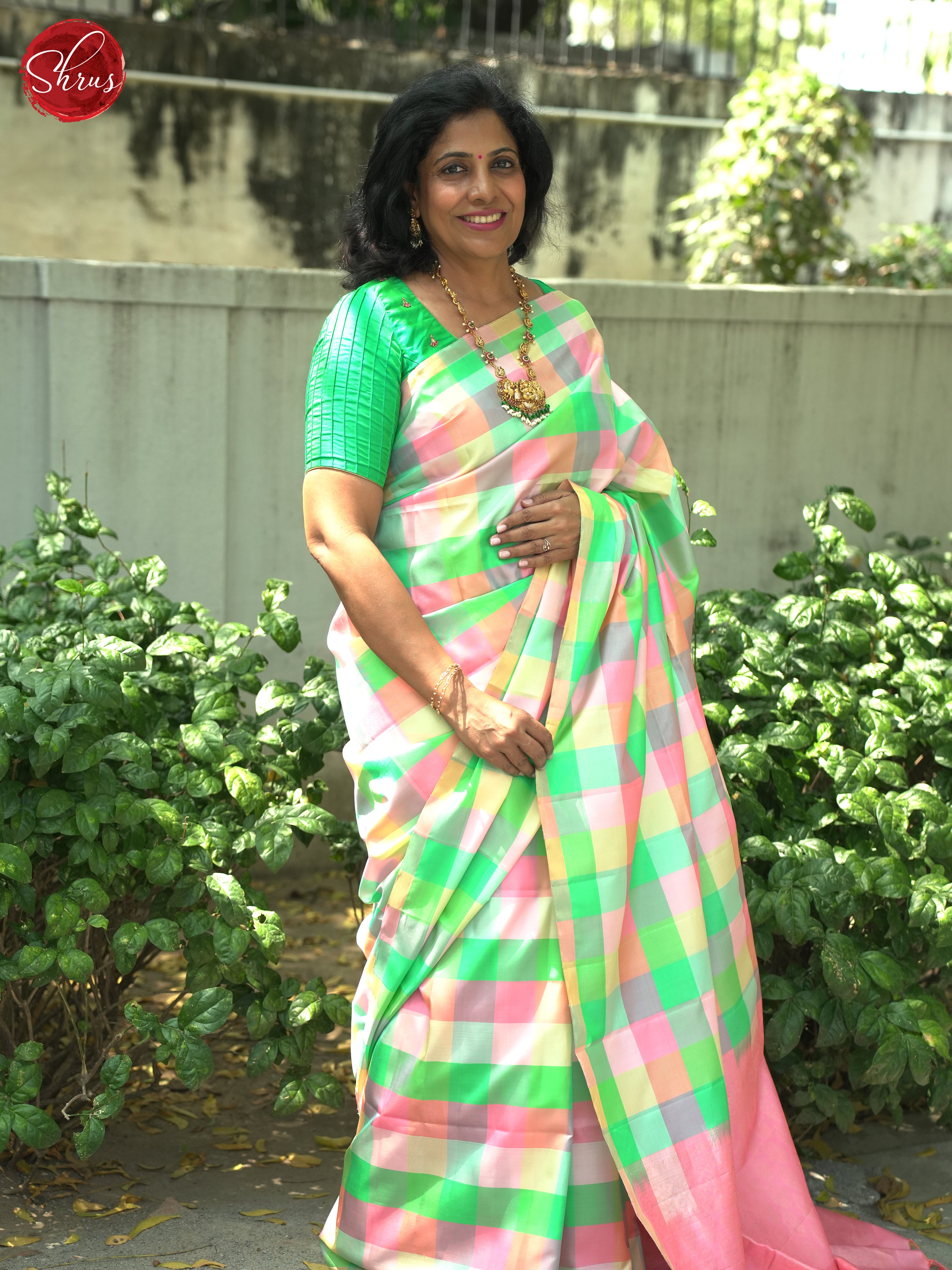 Multicolor & Peach - Soft Silk Saree - Shop on ShrusEternity.com