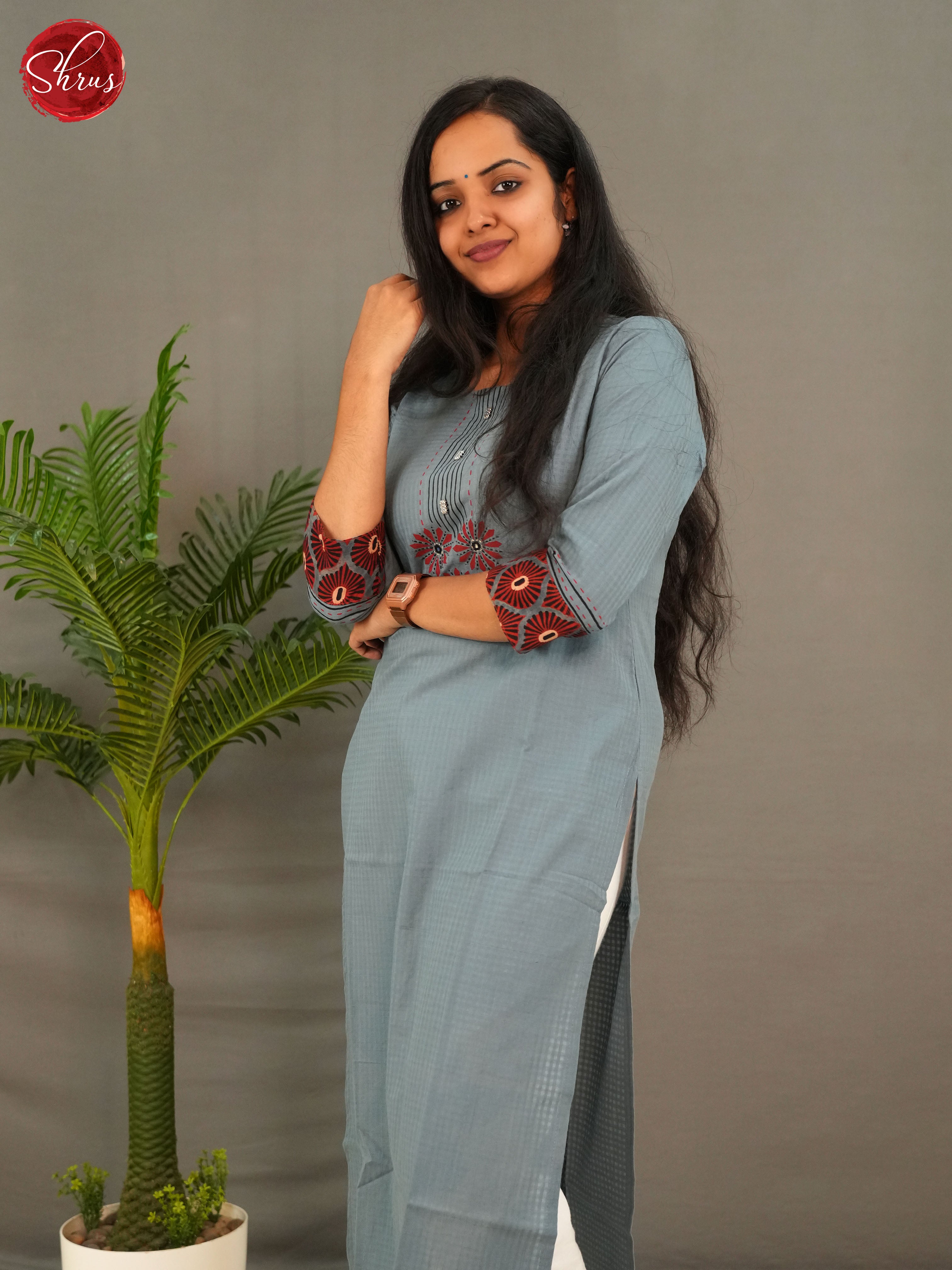 Grey -Embroidery Readymade Kurti - Shop on ShrusEternity.com