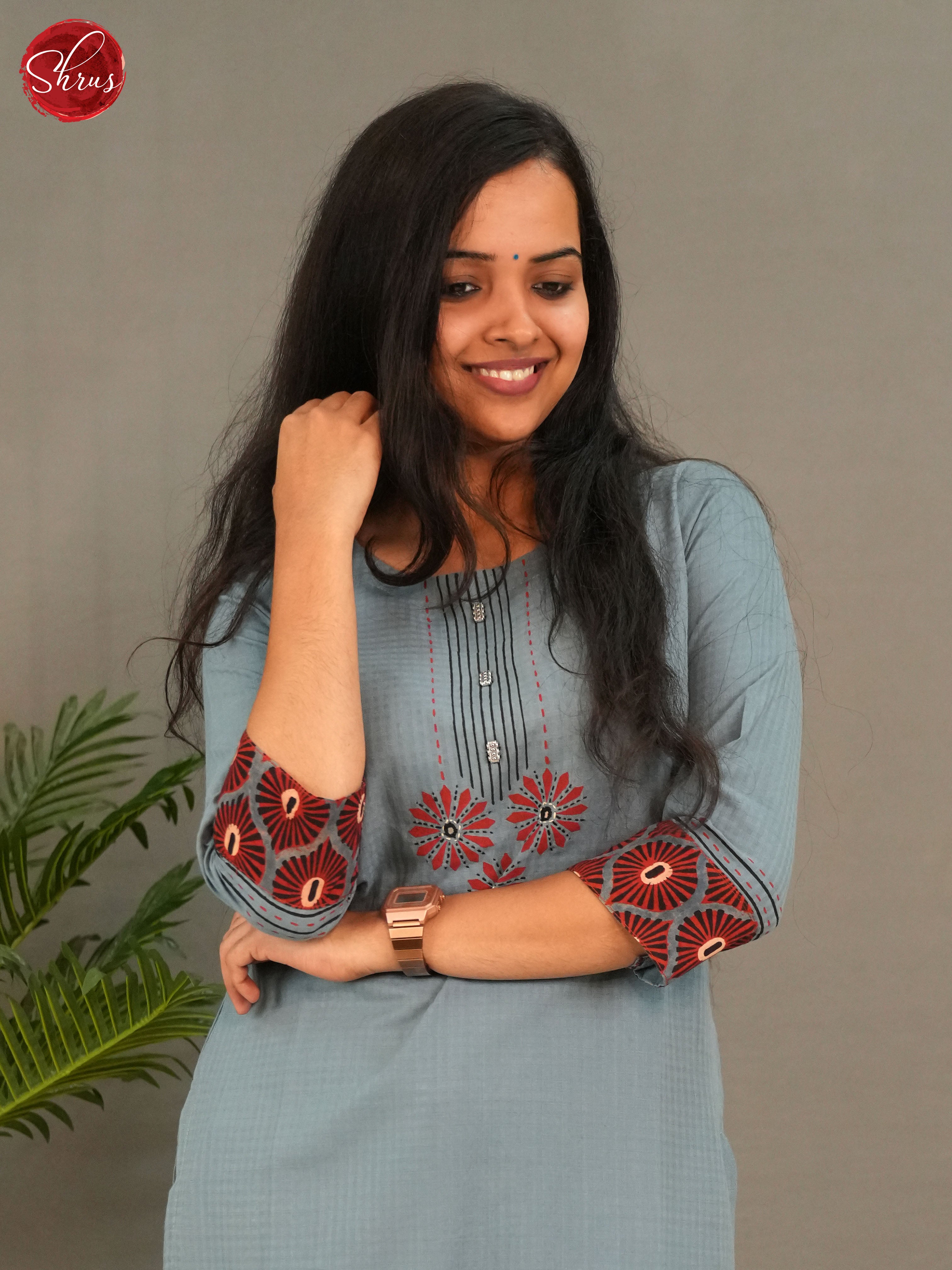 Grey -Embroidery Readymade Kurti - Shop on ShrusEternity.com