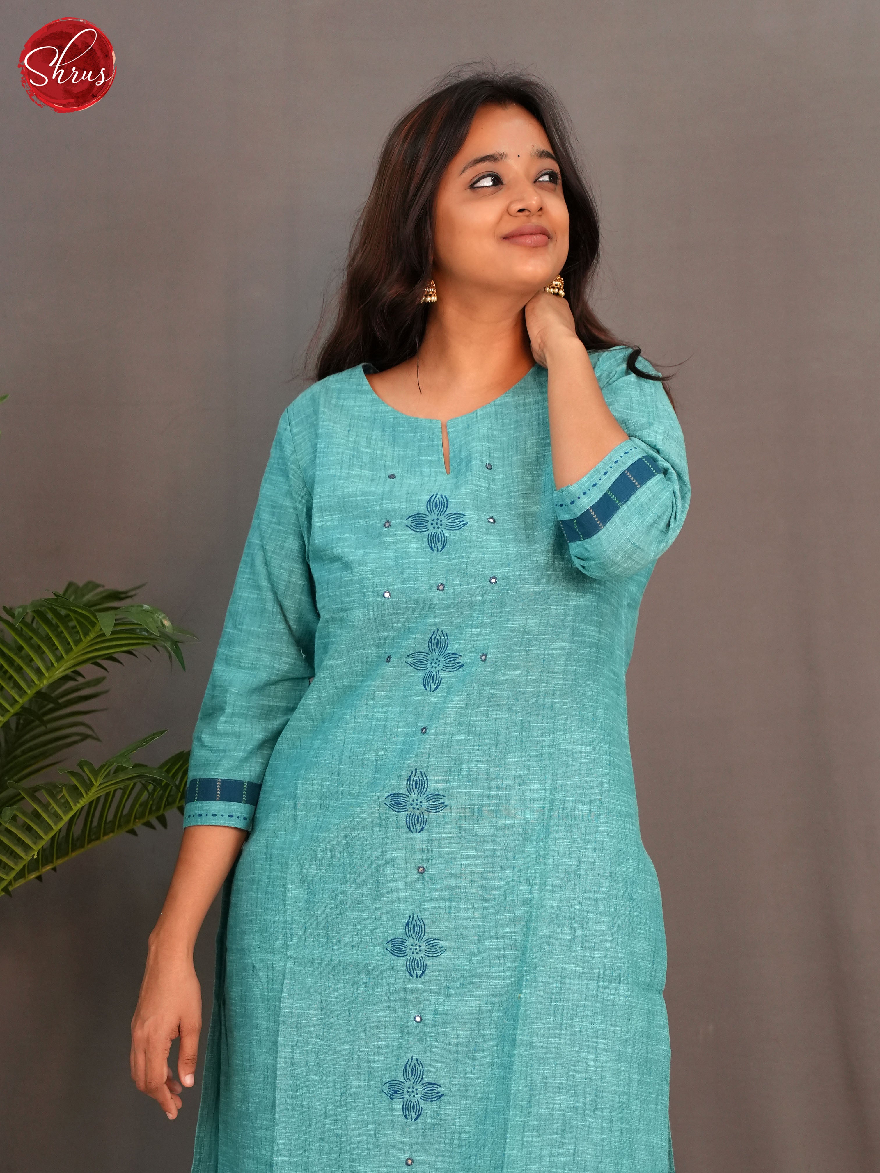 Blue - Embroidery Readymade Kurti - Shop on ShrusEternity.com