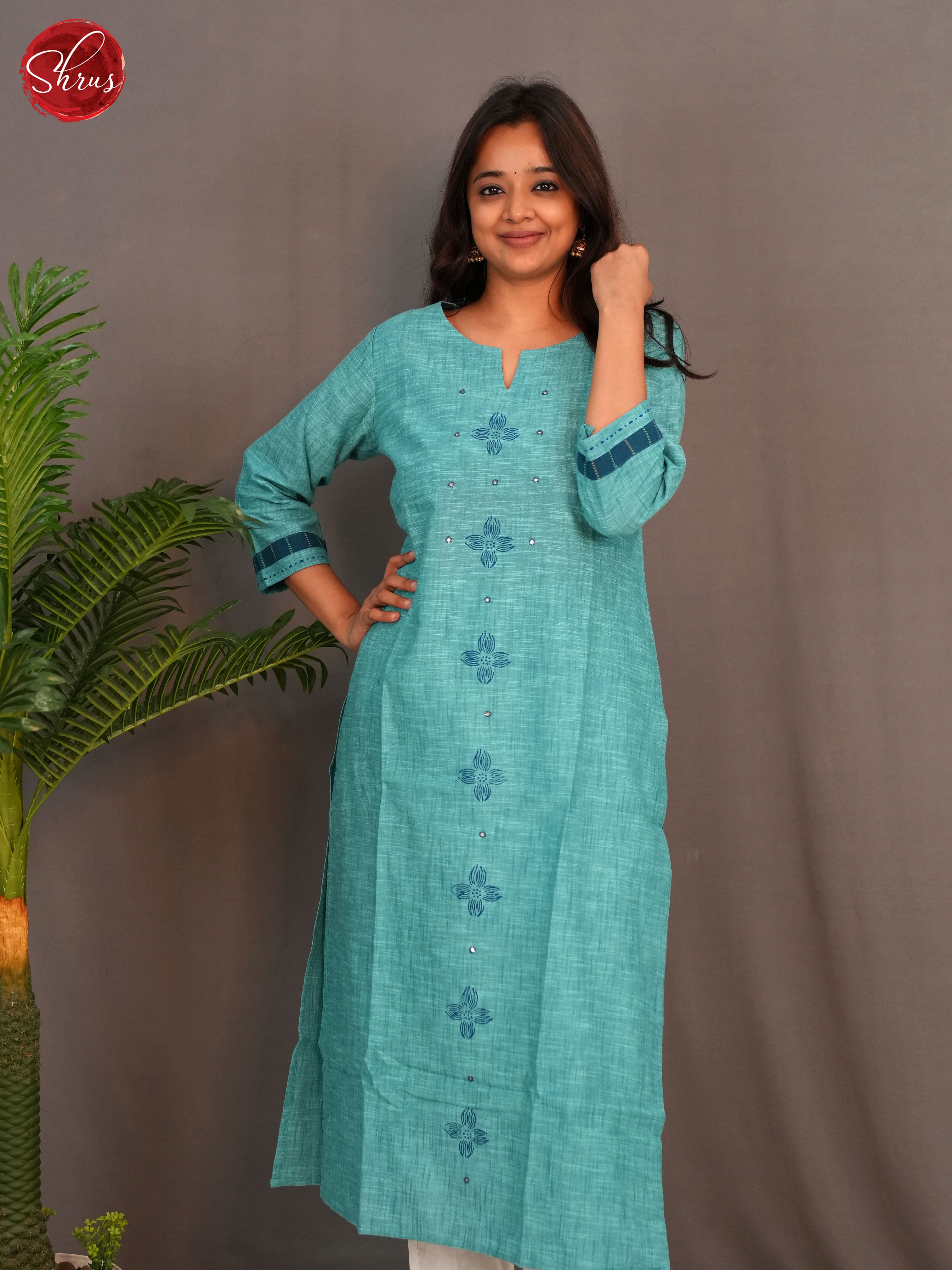 Blue - Embroidery Readymade Kurti - Shop on ShrusEternity.com