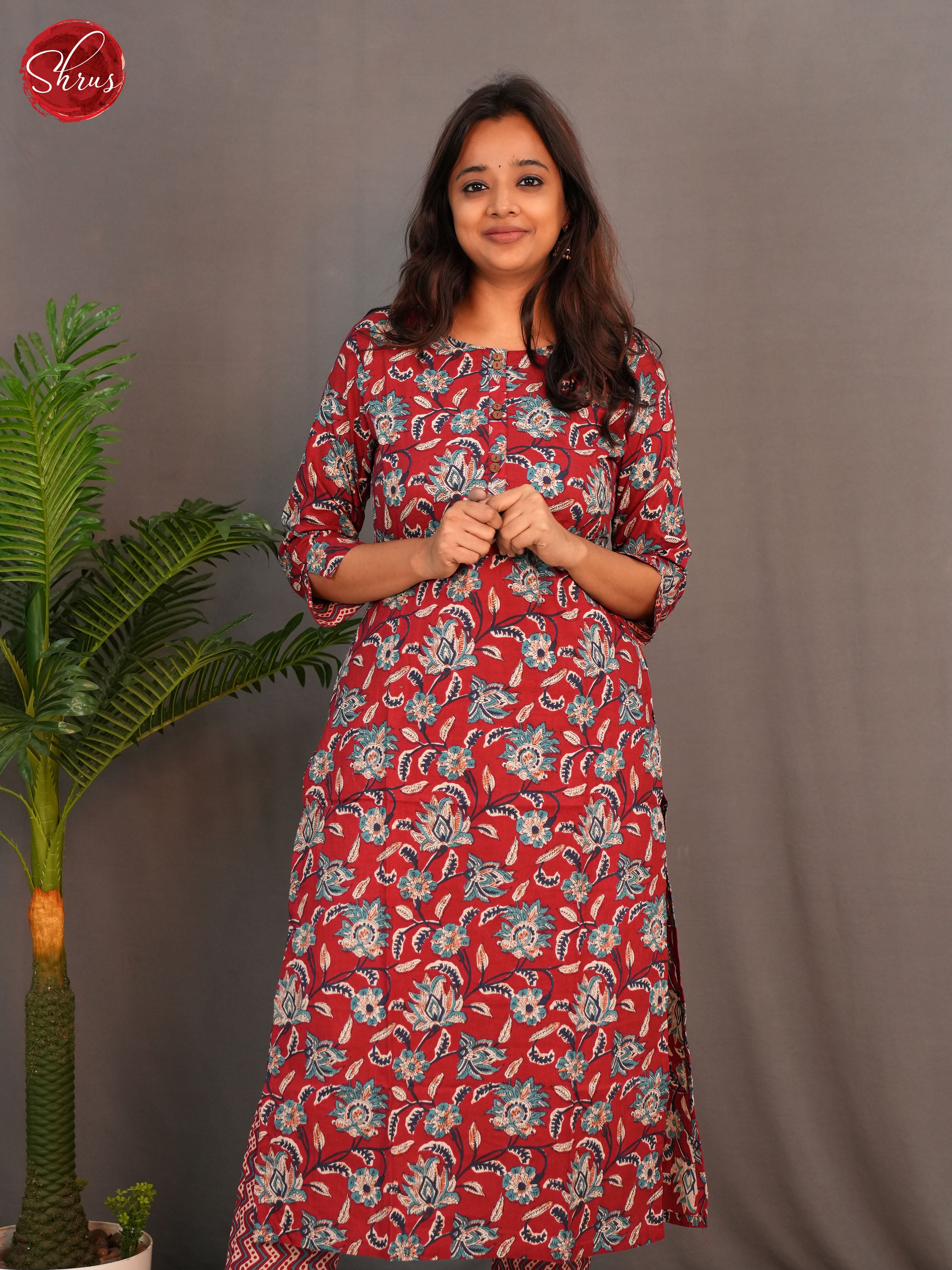 Red - Casual printed 2pc Readymade Salwar - Shop on ShrusEternity.com