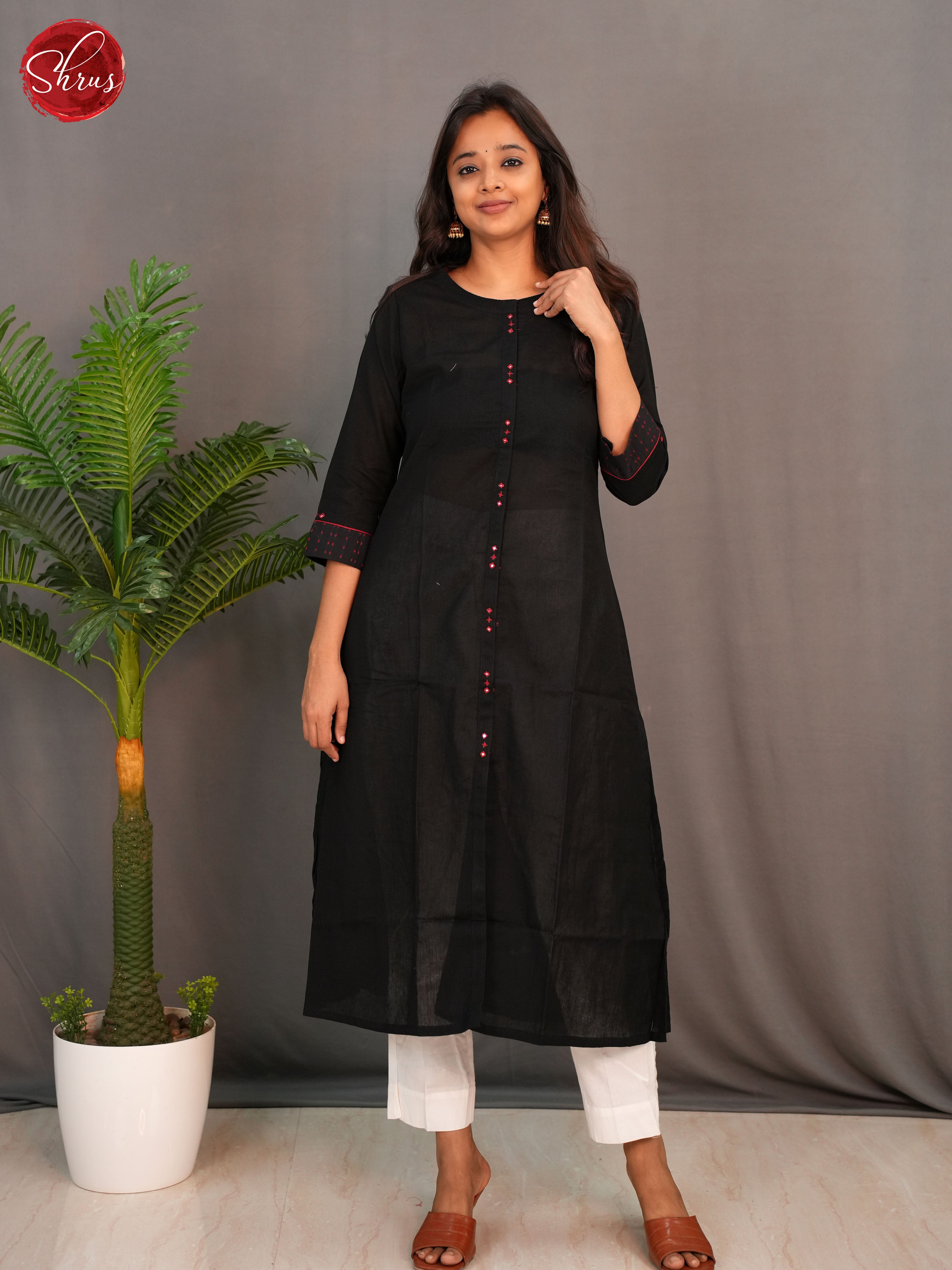 Black - Anarkali Readymade Kurti - Shop on ShrusEternity.com