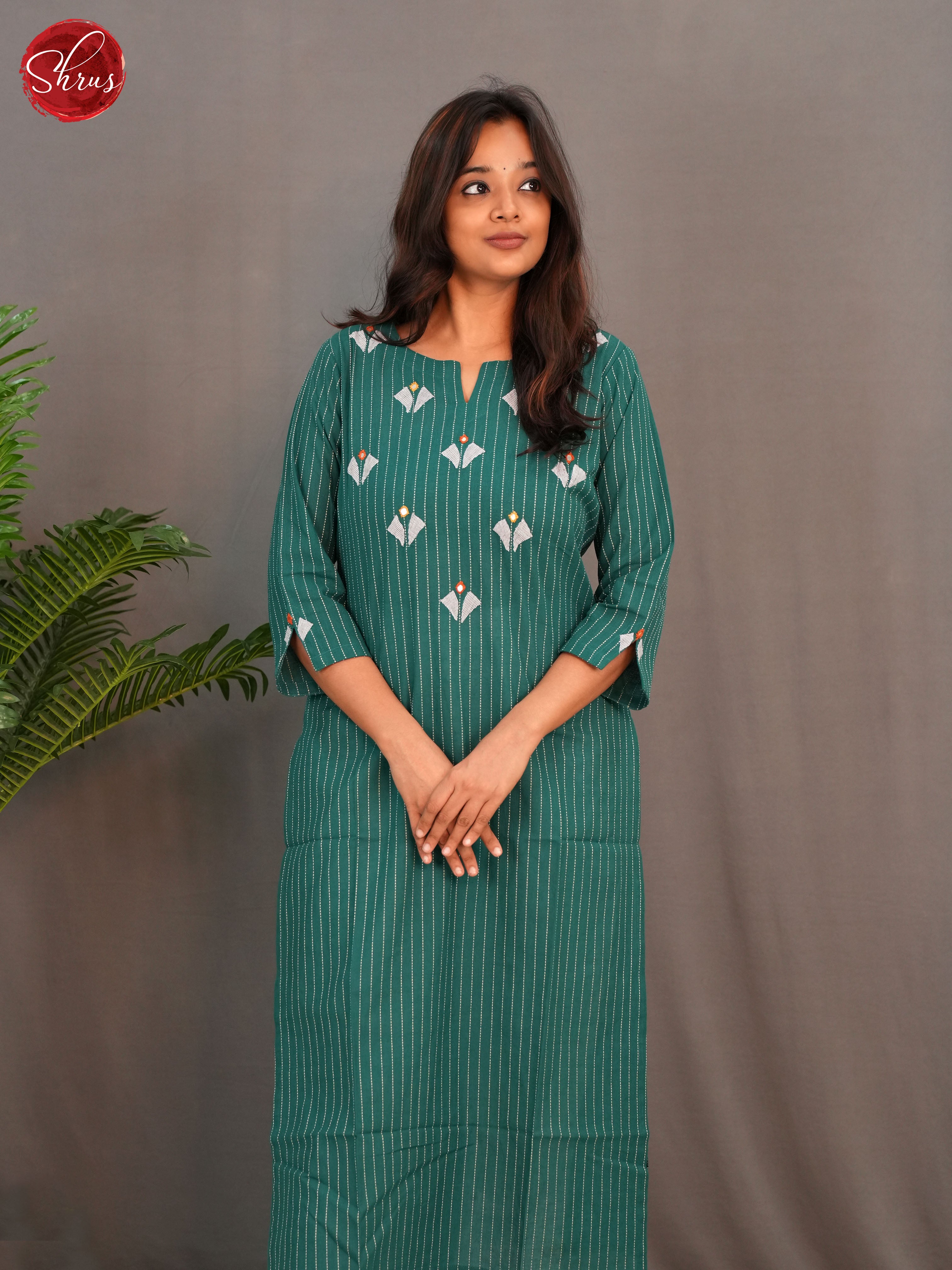 Green - Embroidery Readymade kurti - Shop on ShrusEternity.com