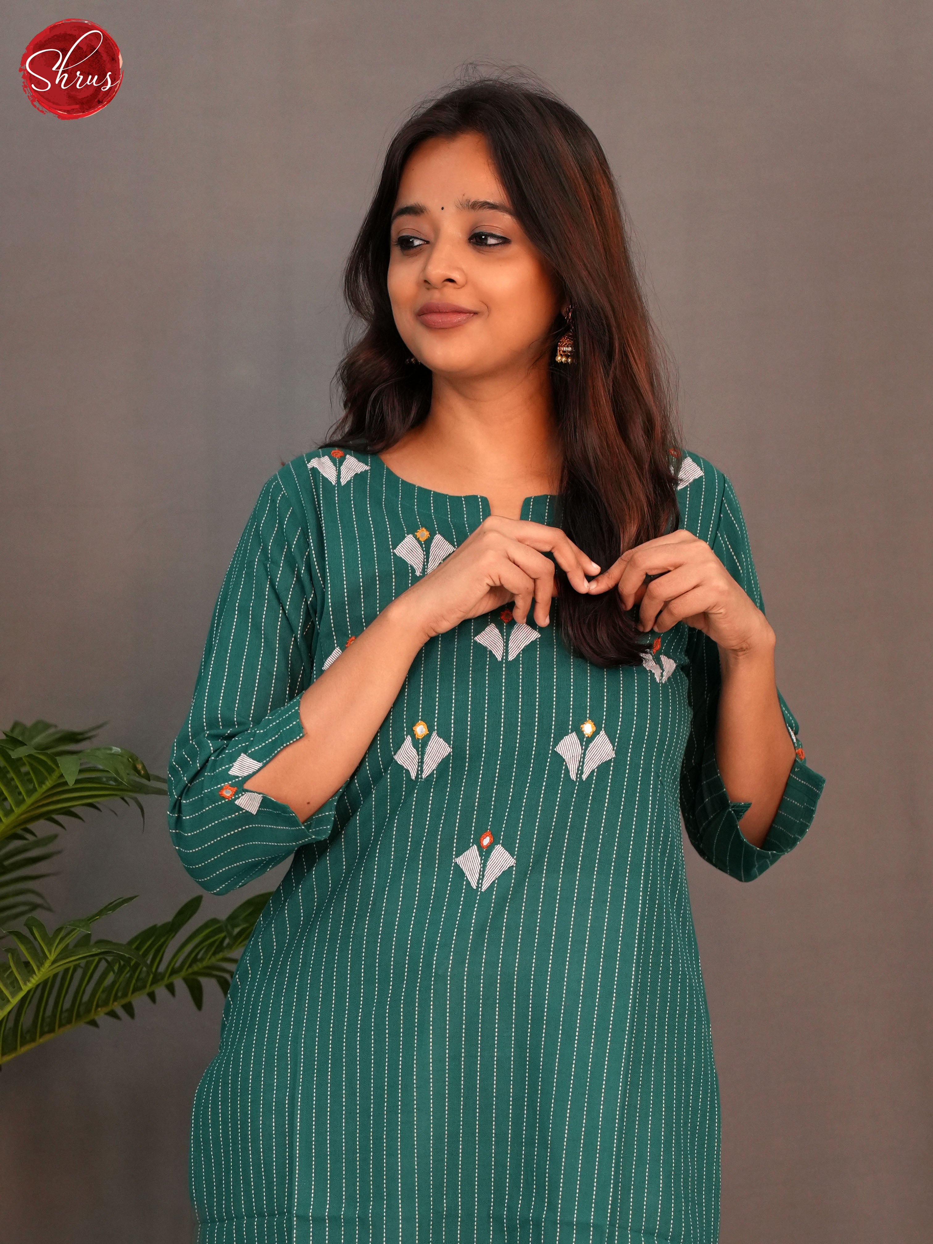 Green - Embroidery Readymade kurti - Shop on ShrusEternity.com