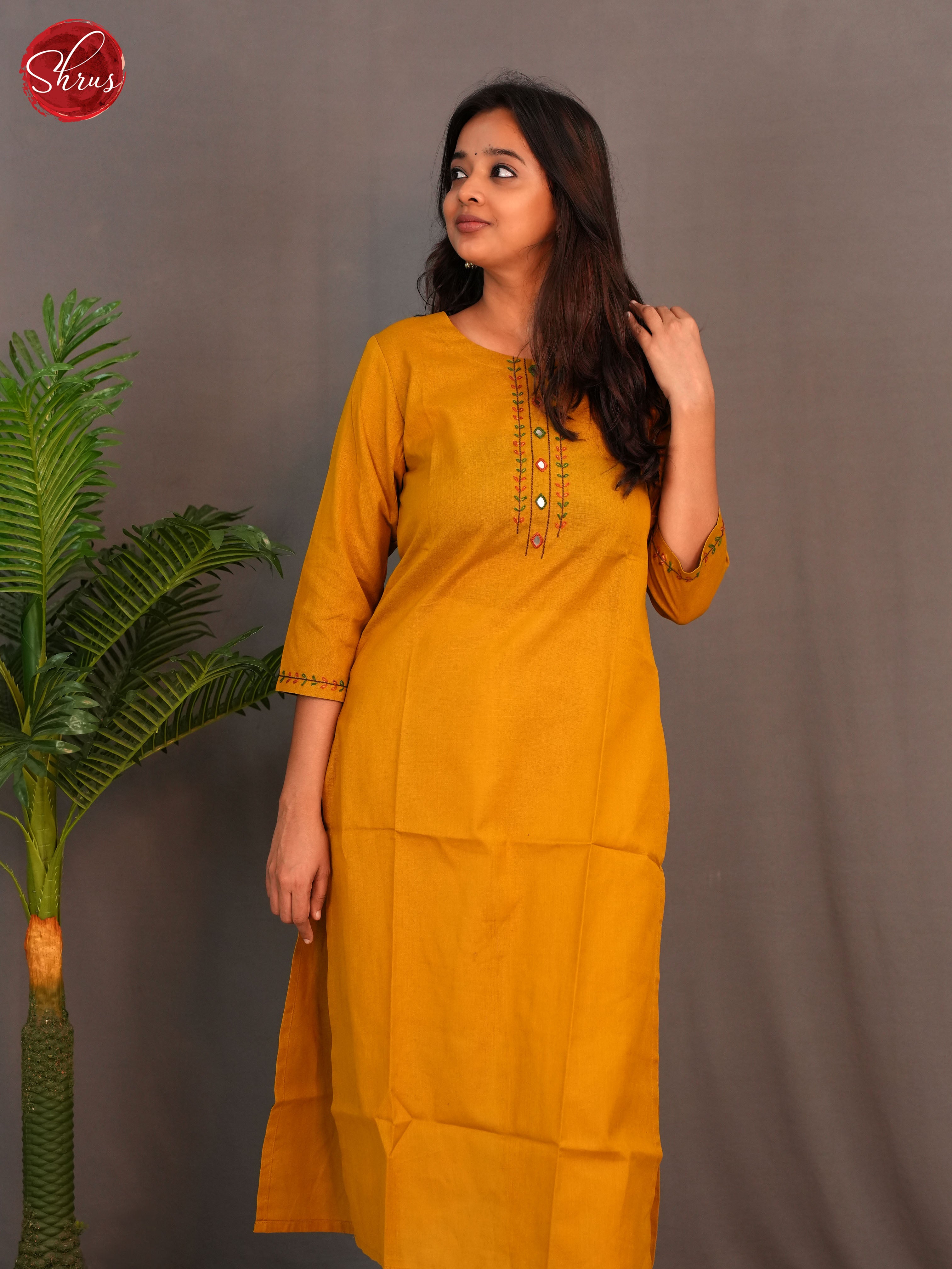 Mustard -Casual Readymade Kurti - Shop on ShrusEternity.com