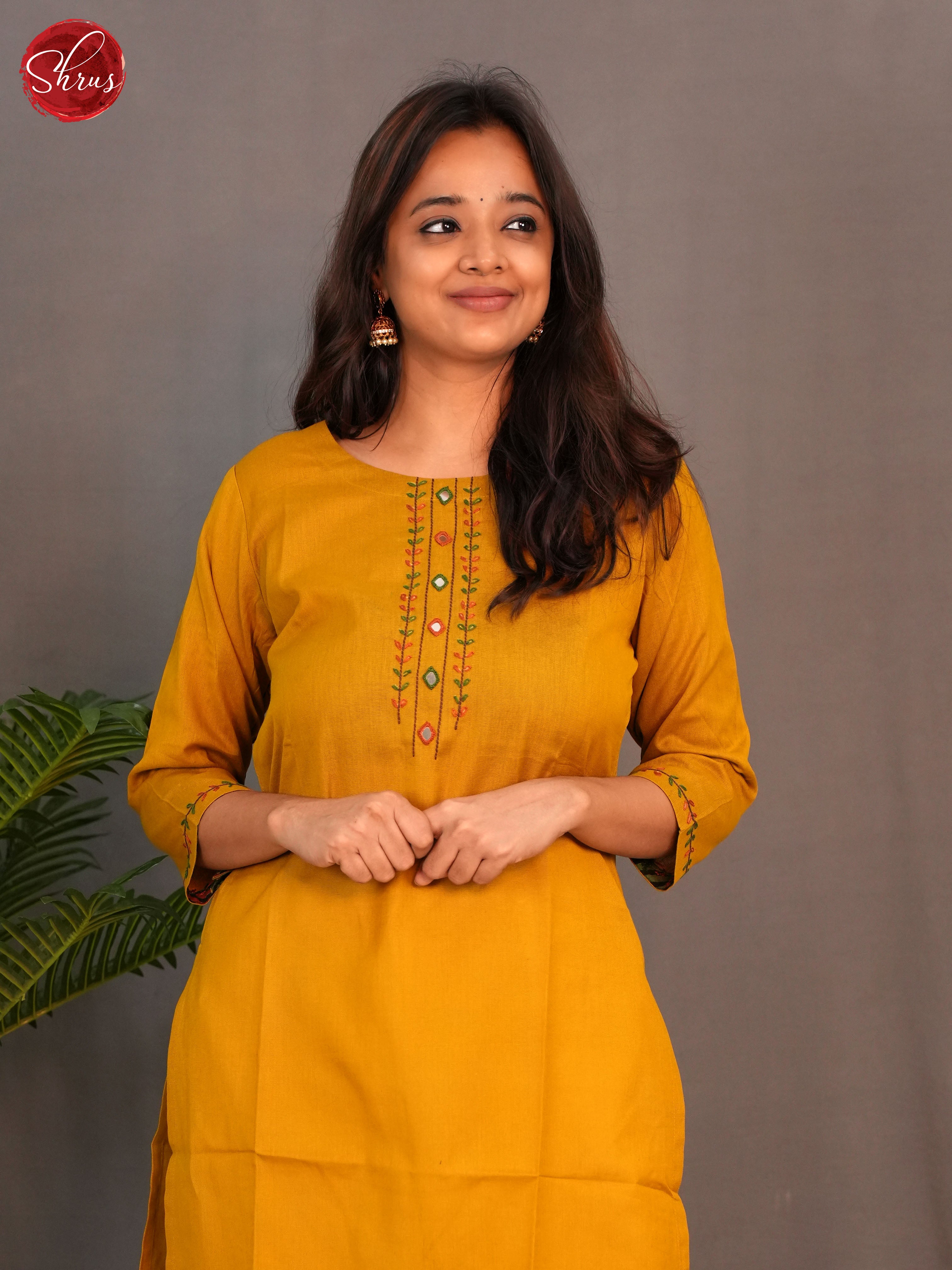 Mustard -Casual Readymade Kurti - Shop on ShrusEternity.com