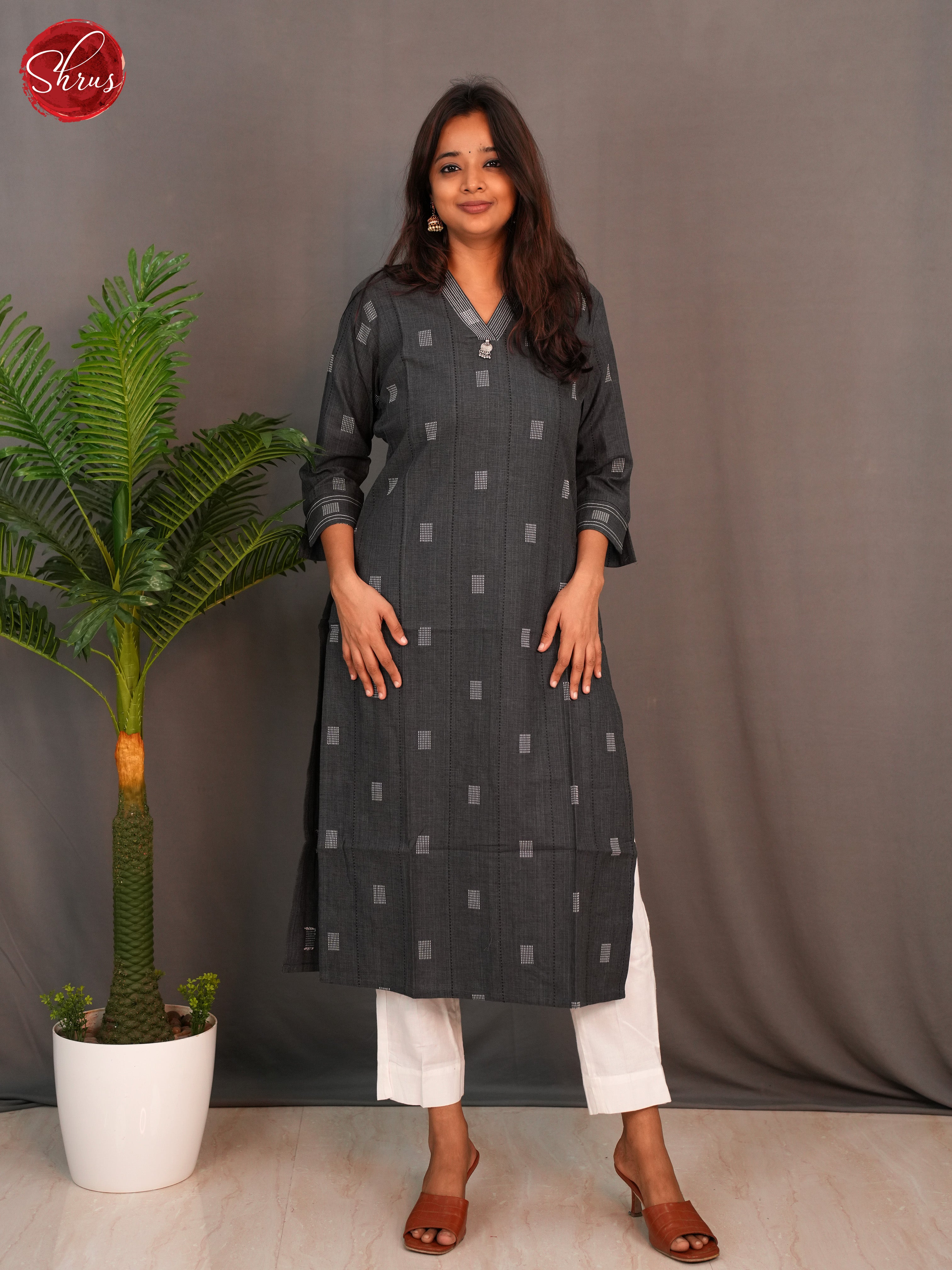 Grey - Casual Readymade Kurti - Shop on ShrusEternity.com