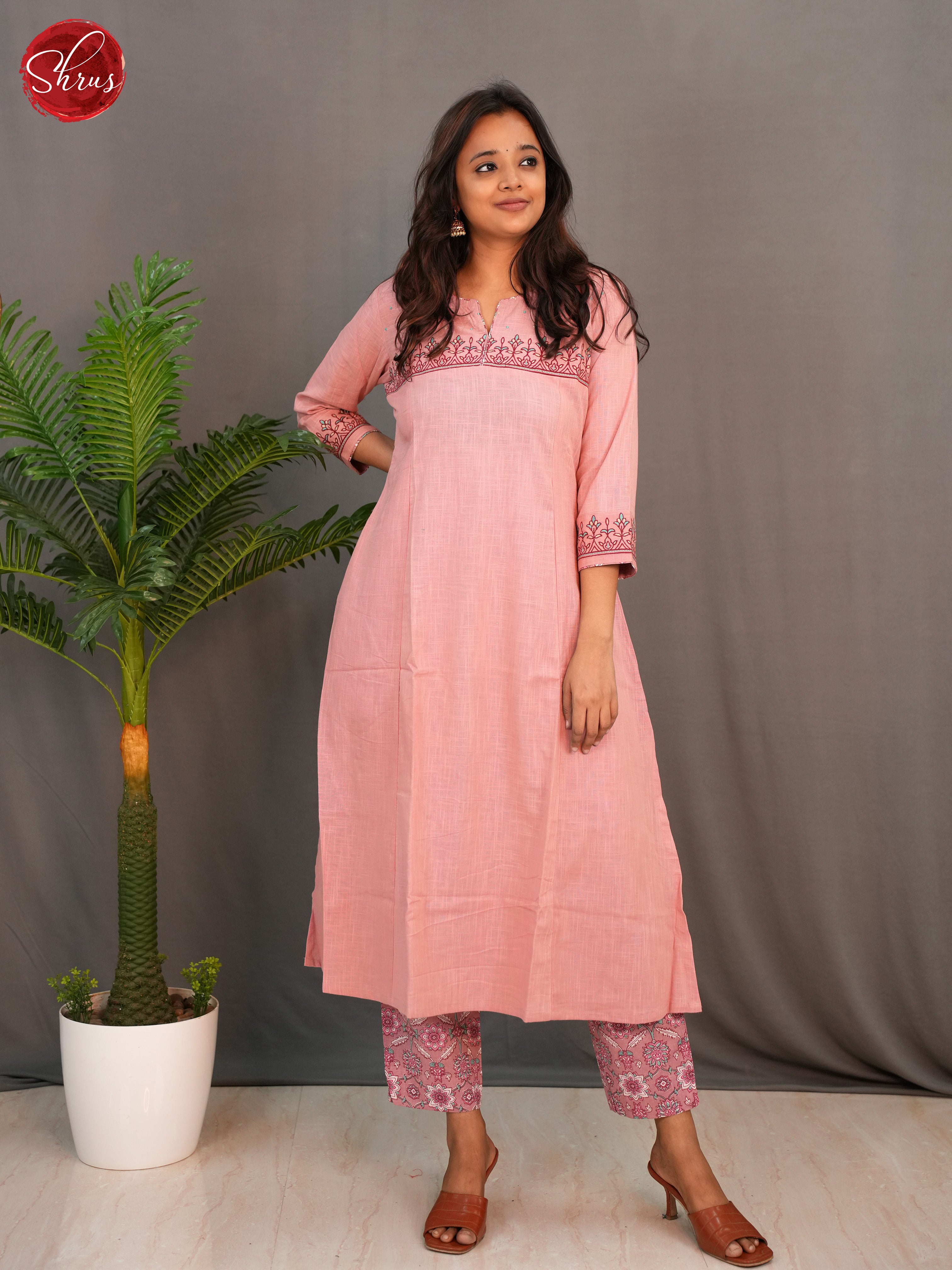 Pink - Embroidered Linen 2pc Readymade Salwar - Shop on ShrusEternity.com
