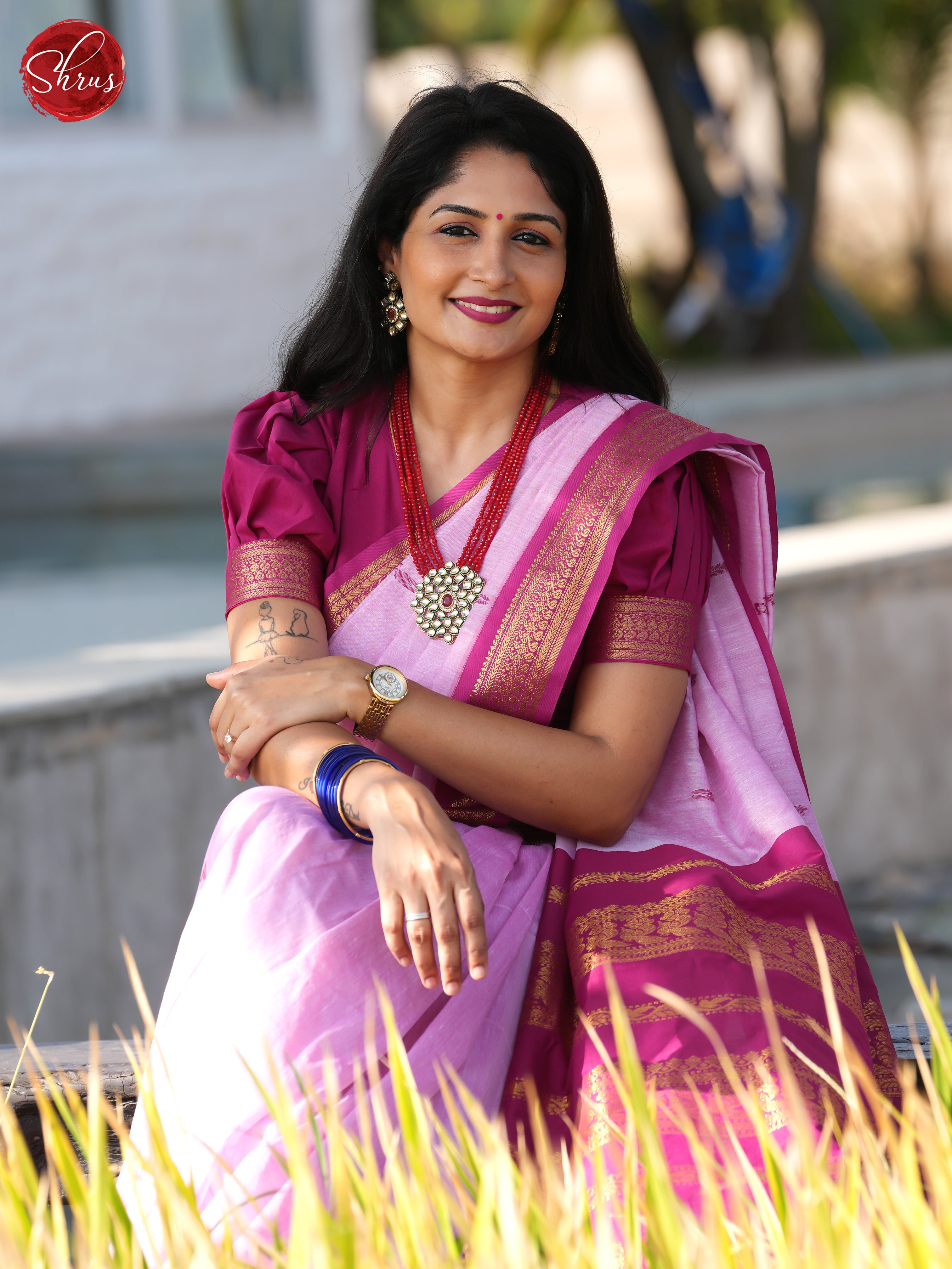 Baby Pink & Pink - Kalyani Cotton Saree - Shop on ShrusEternity.com