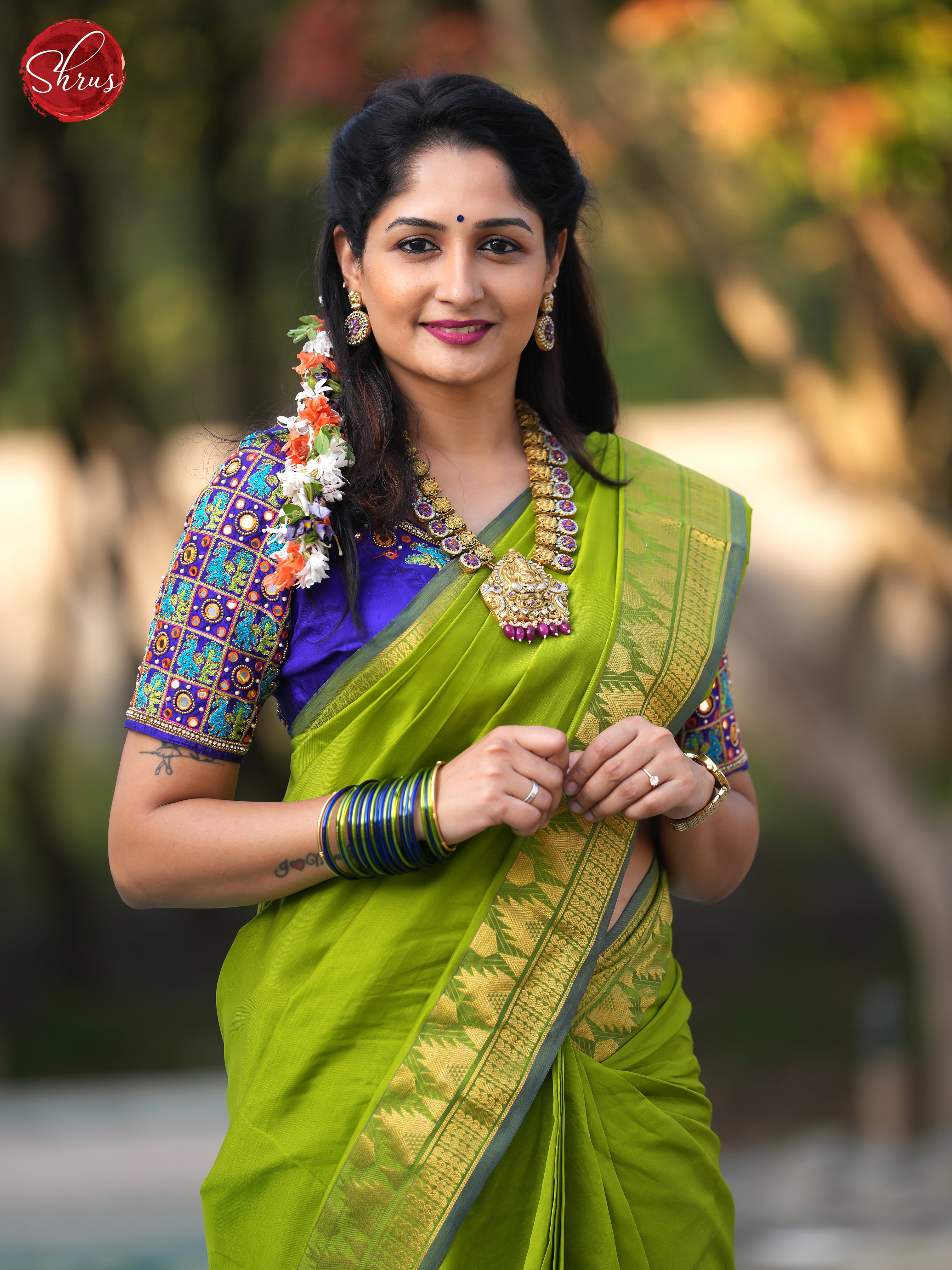 CBS26002 - Silkcotton-halfpure Saree - Shop on ShrusEternity.com