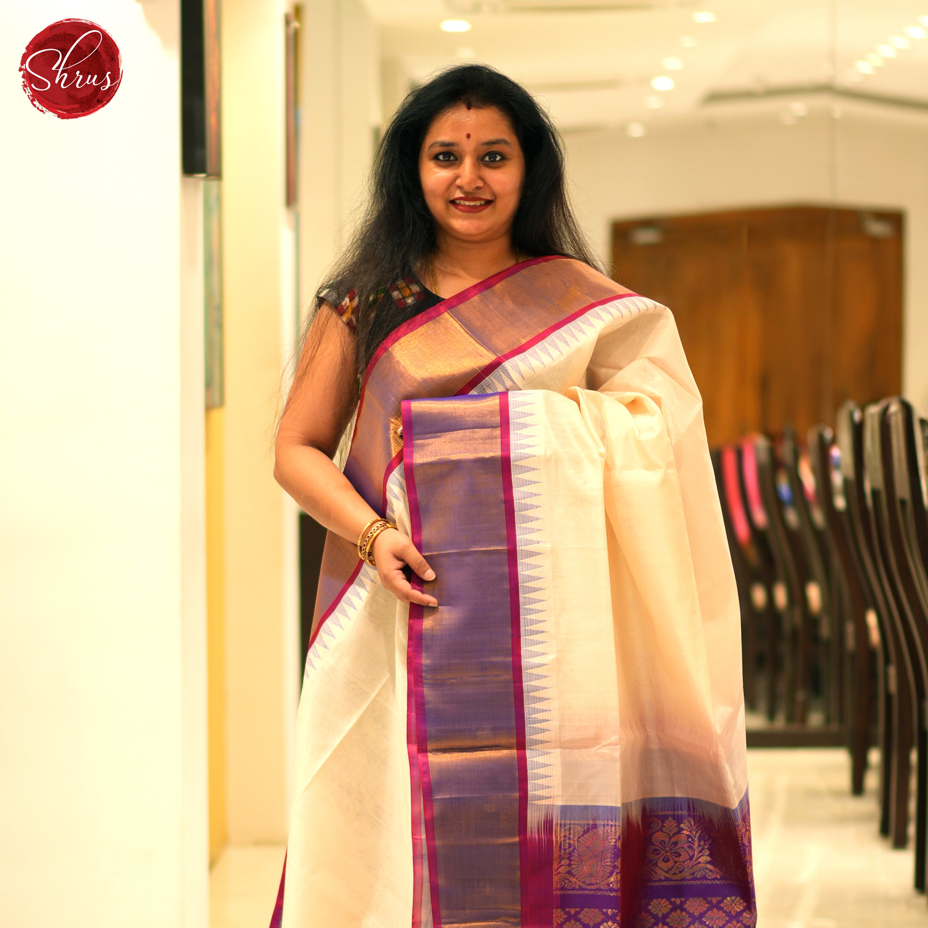 Cream And Purpule - Silk Cotton - Shop on ShrusEternity.com