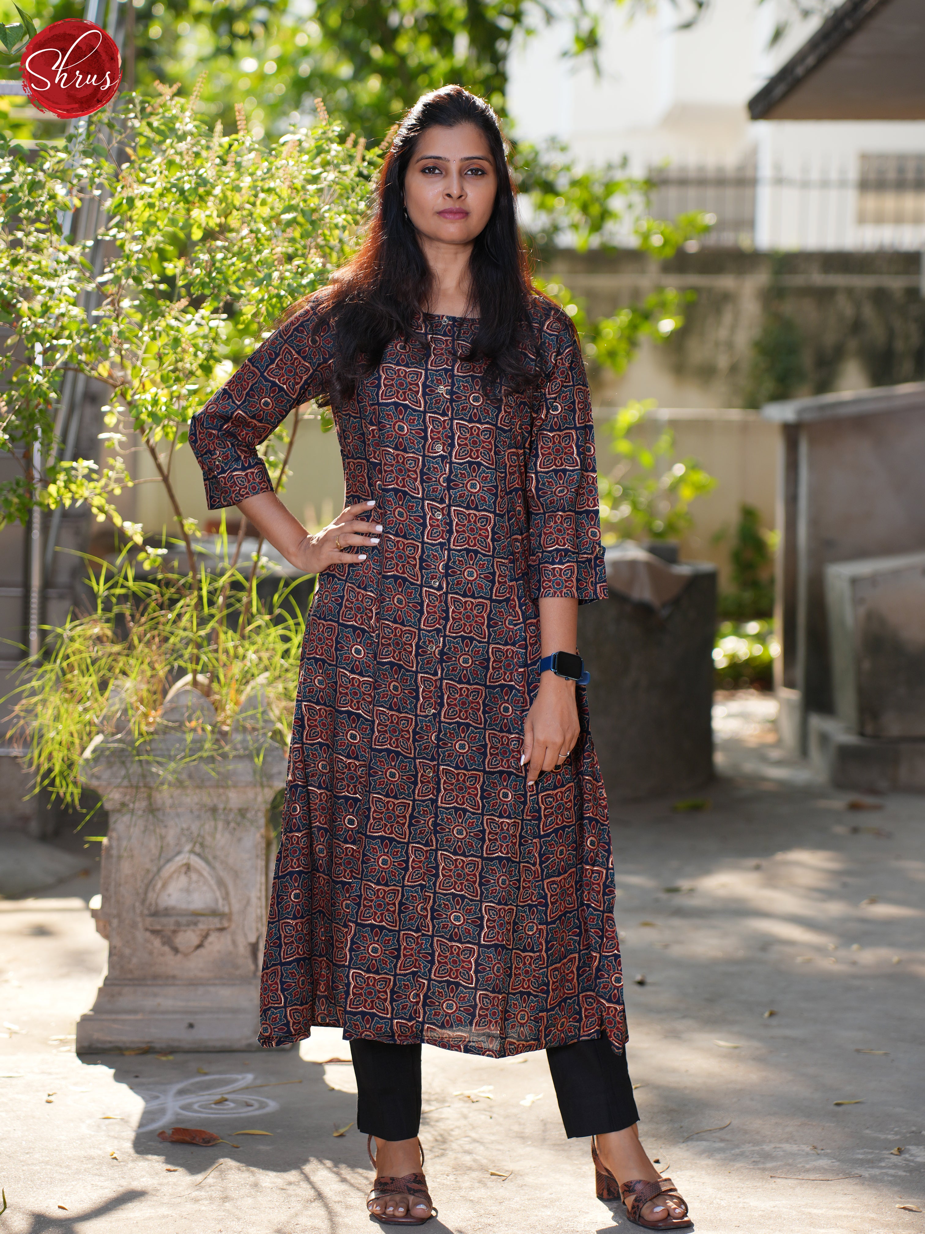 Blue -Casual Printed Readymade Kurti - Shop on ShrusEternity.com