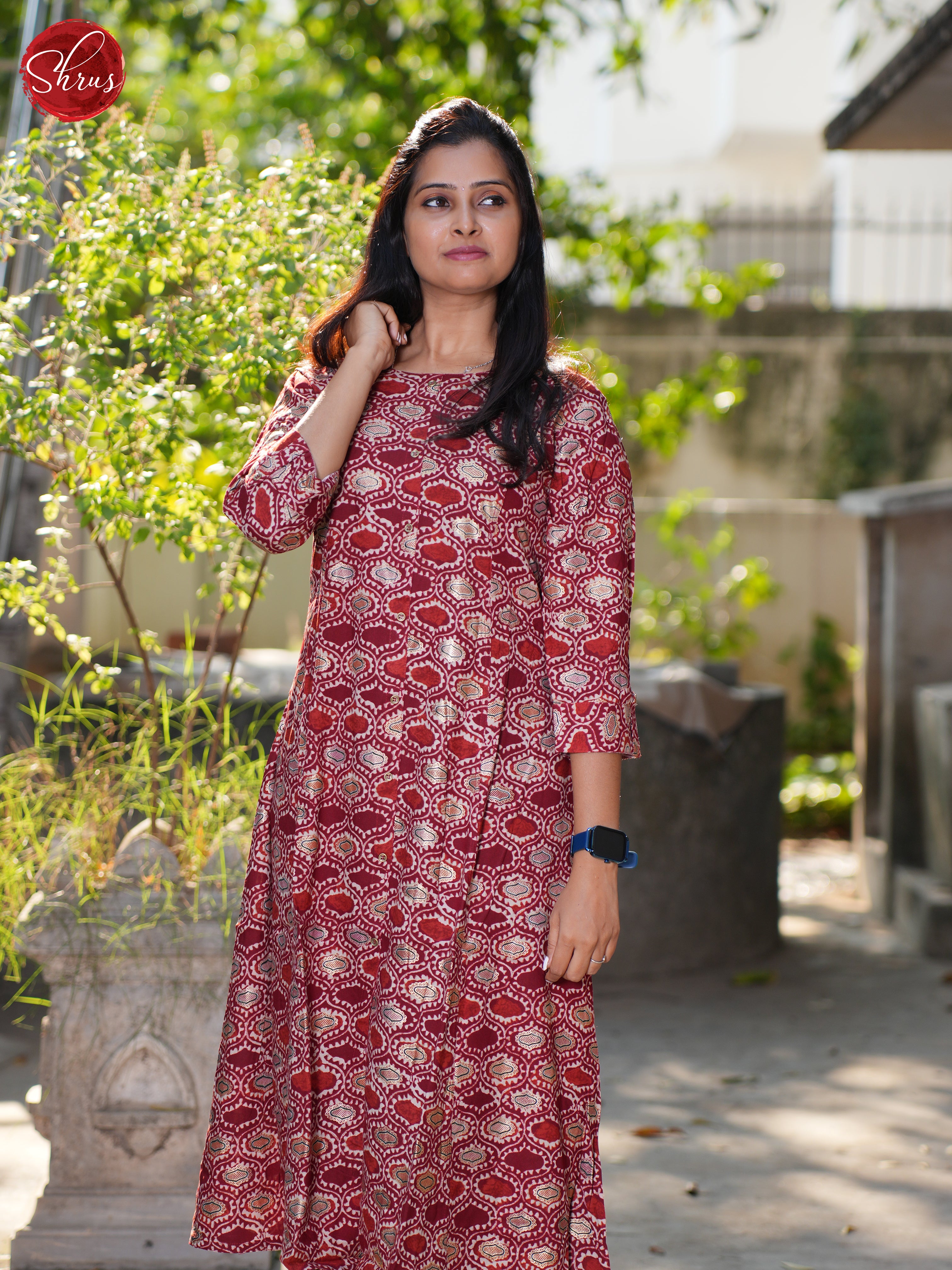Red -Printed Readymade Kurti - Shop on ShrusEternity.com