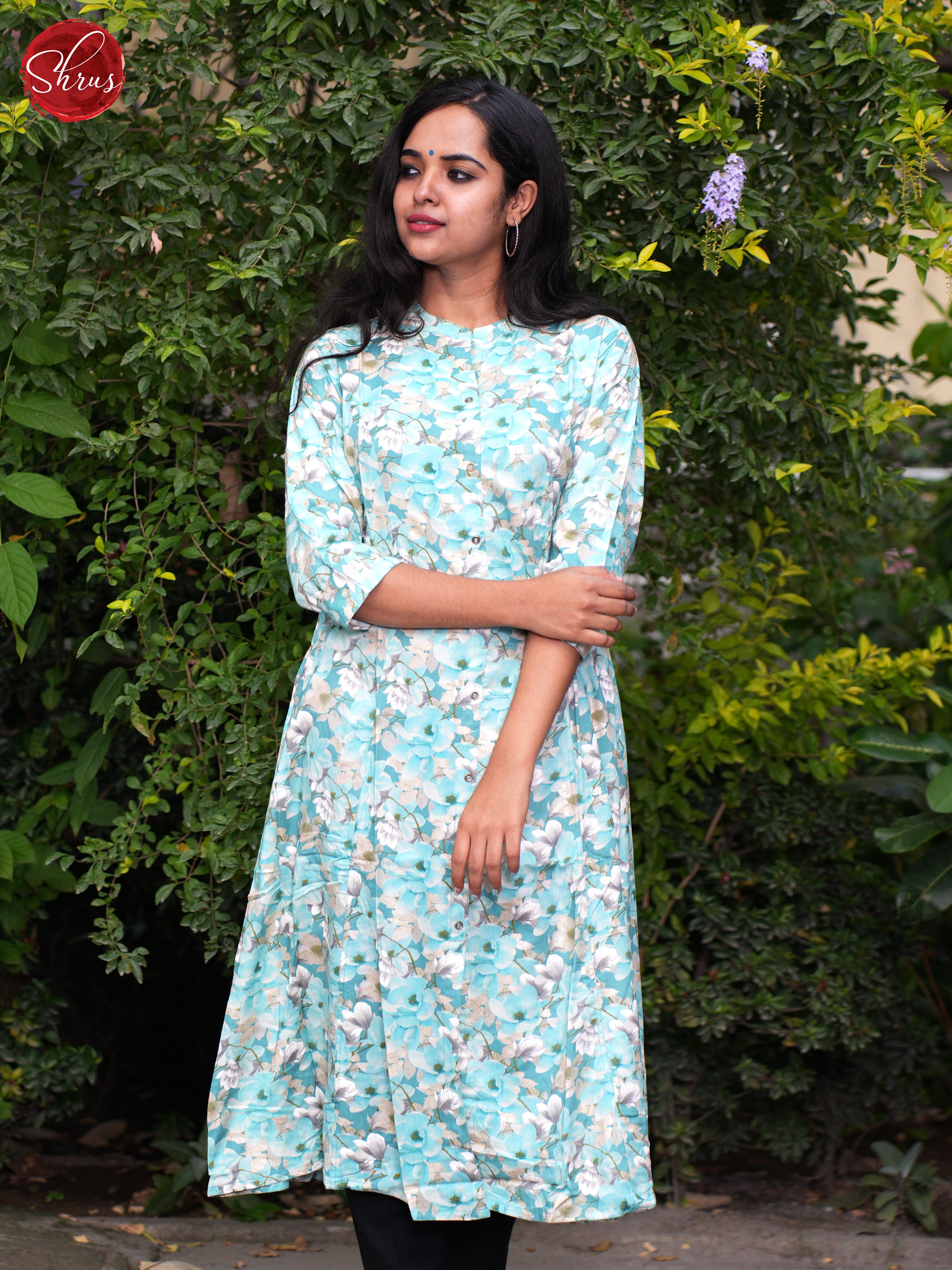 Blue -Casual printed Kurti - Shop on ShrusEternity.com