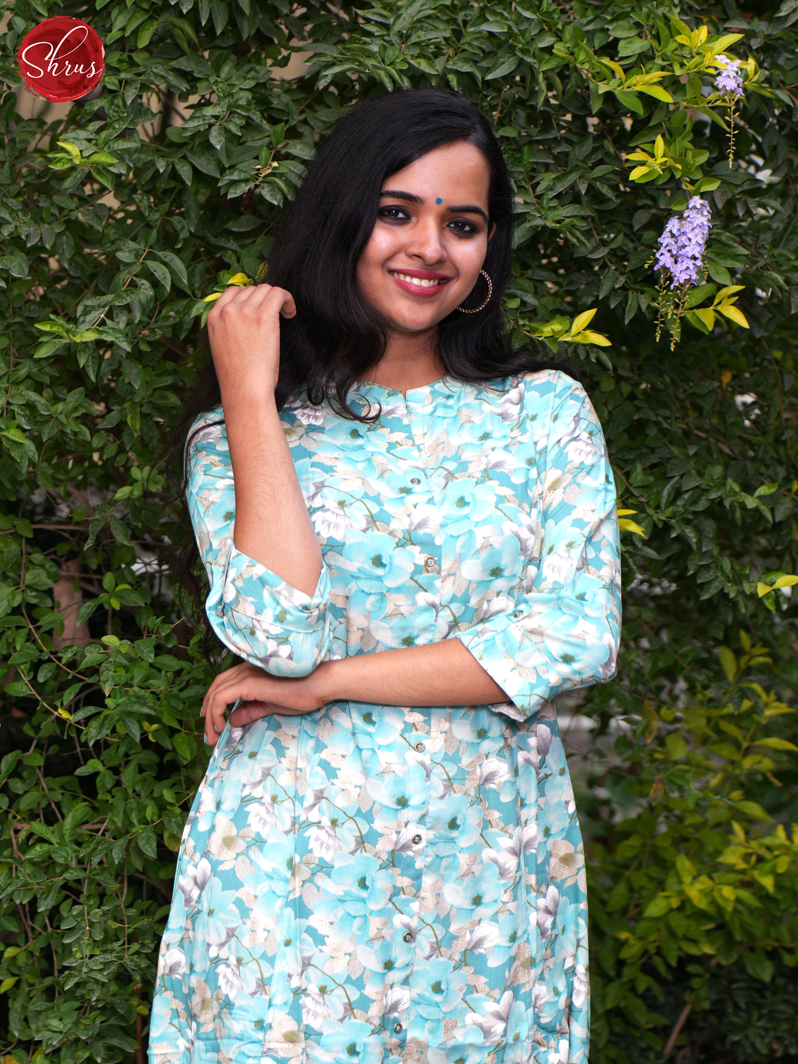 Blue -Casual printed Kurti - Shop on ShrusEternity.com