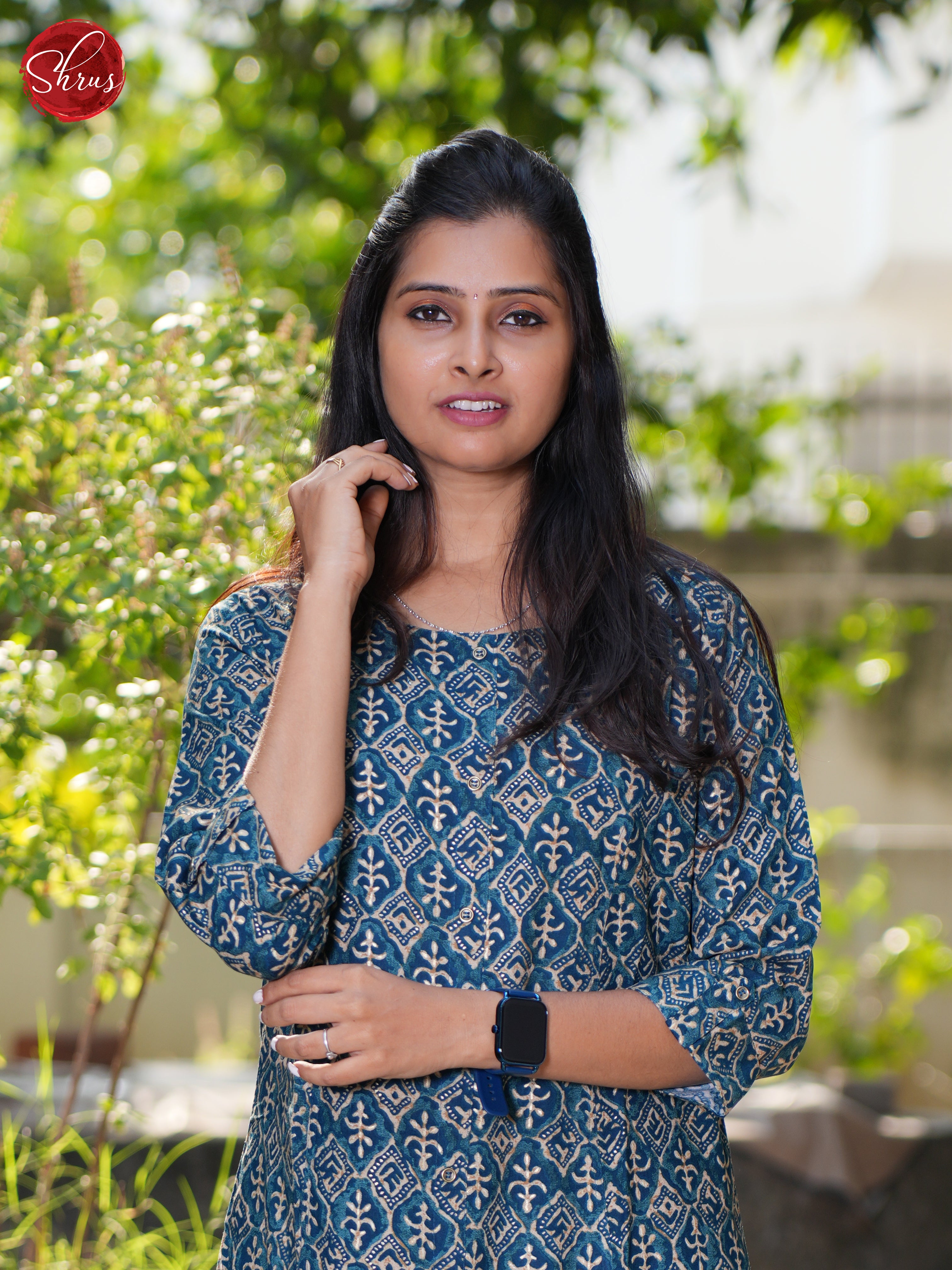 Blue -Casual printed Readymade Kurti - Shop on ShrusEternity.com