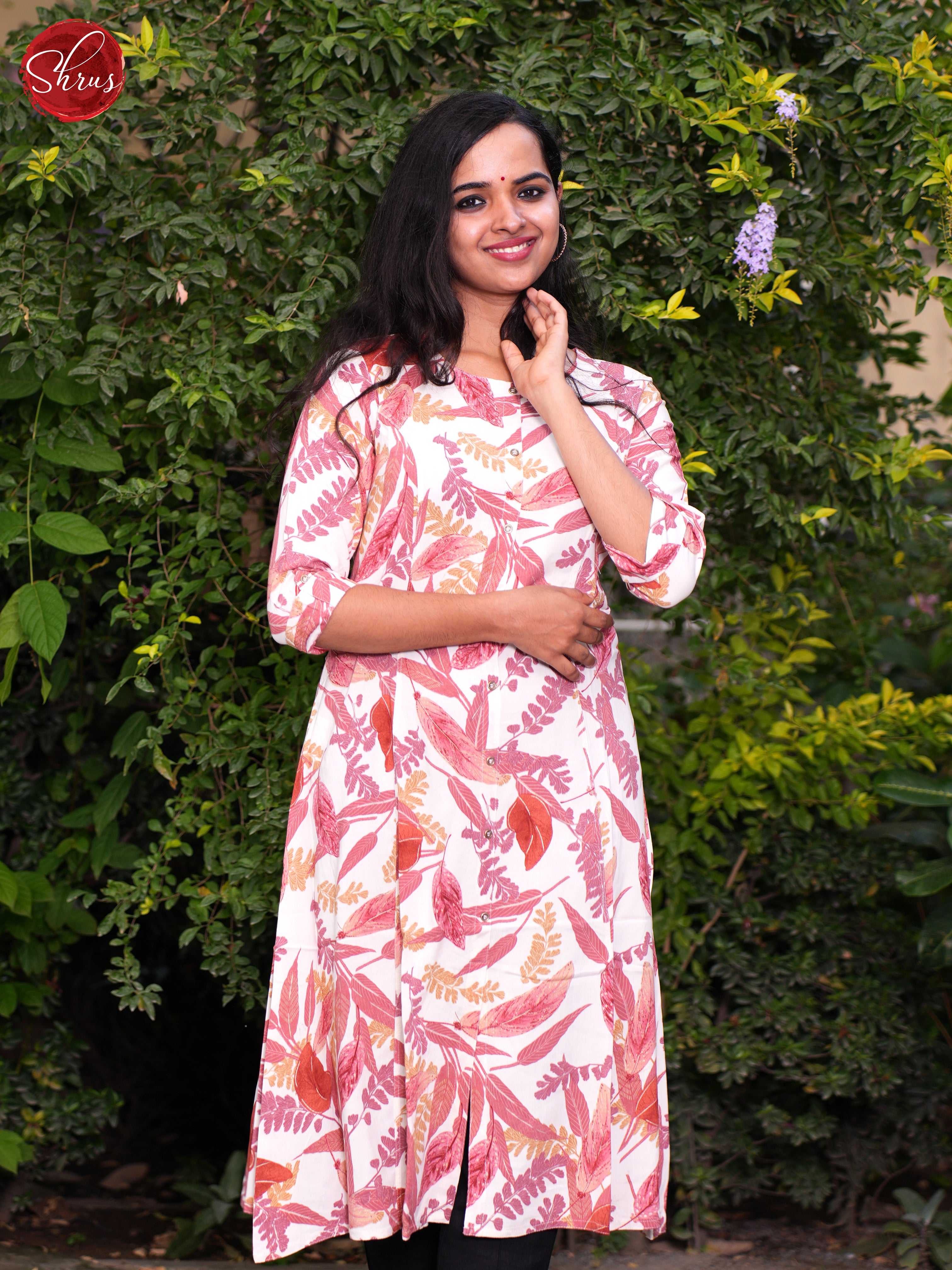 Cream & Pink- Readymade Kurti - Shop on ShrusEternity.com