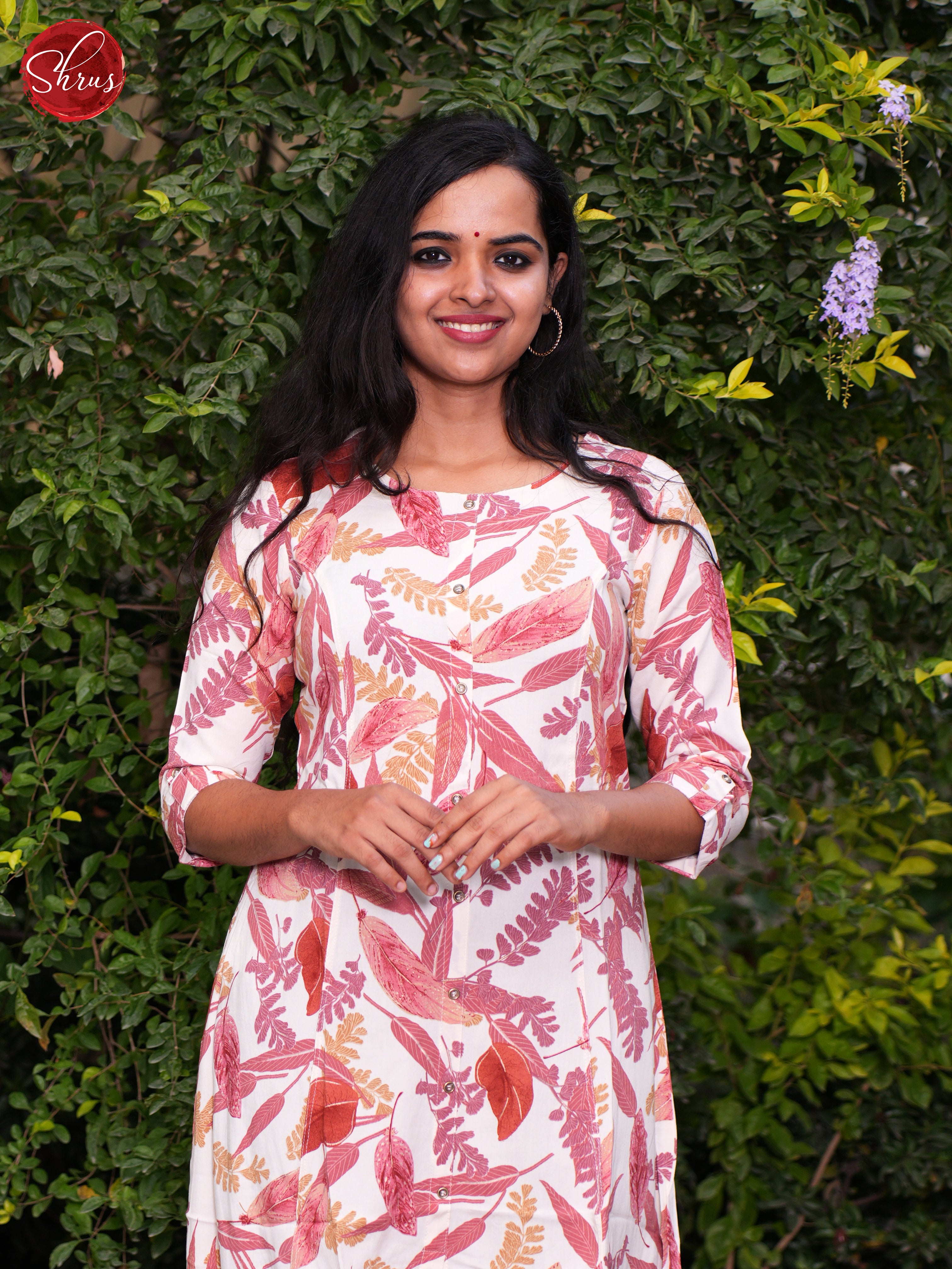 Cream & Pink- Readymade Kurti - Shop on ShrusEternity.com