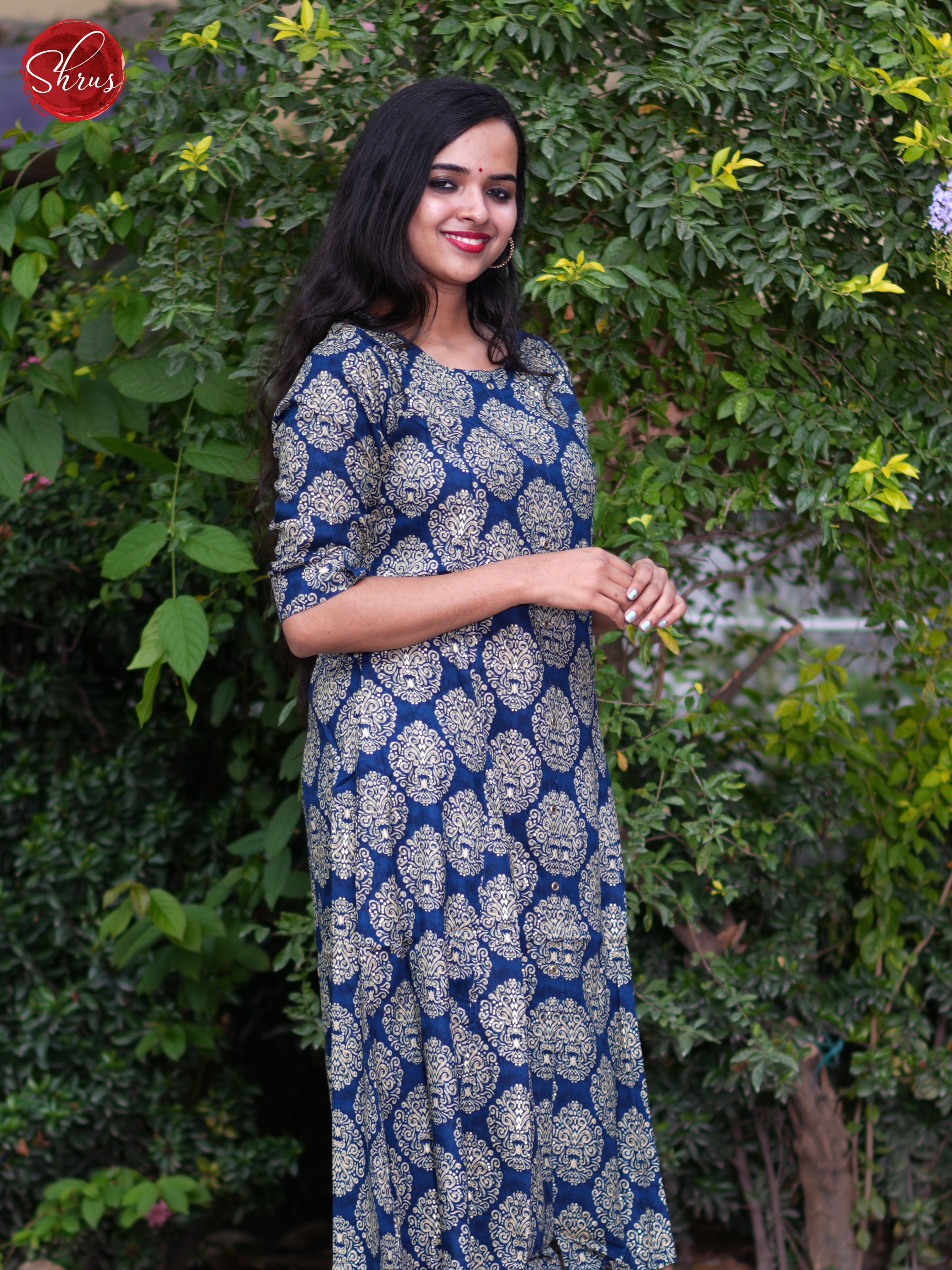 Blue - Casual Block printed Readymade kurti - Shop on ShrusEternity.com
