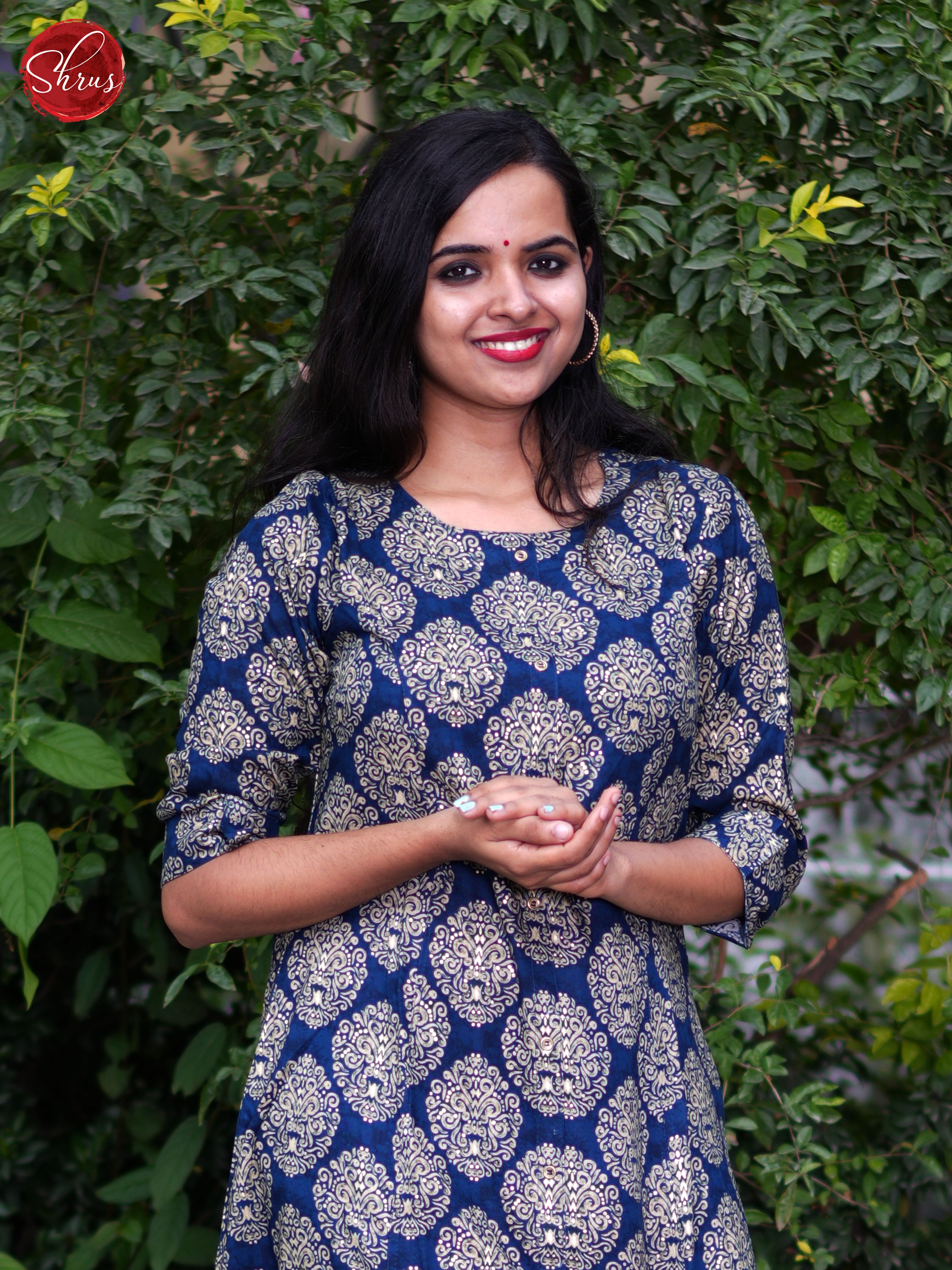 Blue - Casual Block printed Readymade kurti - Shop on ShrusEternity.com