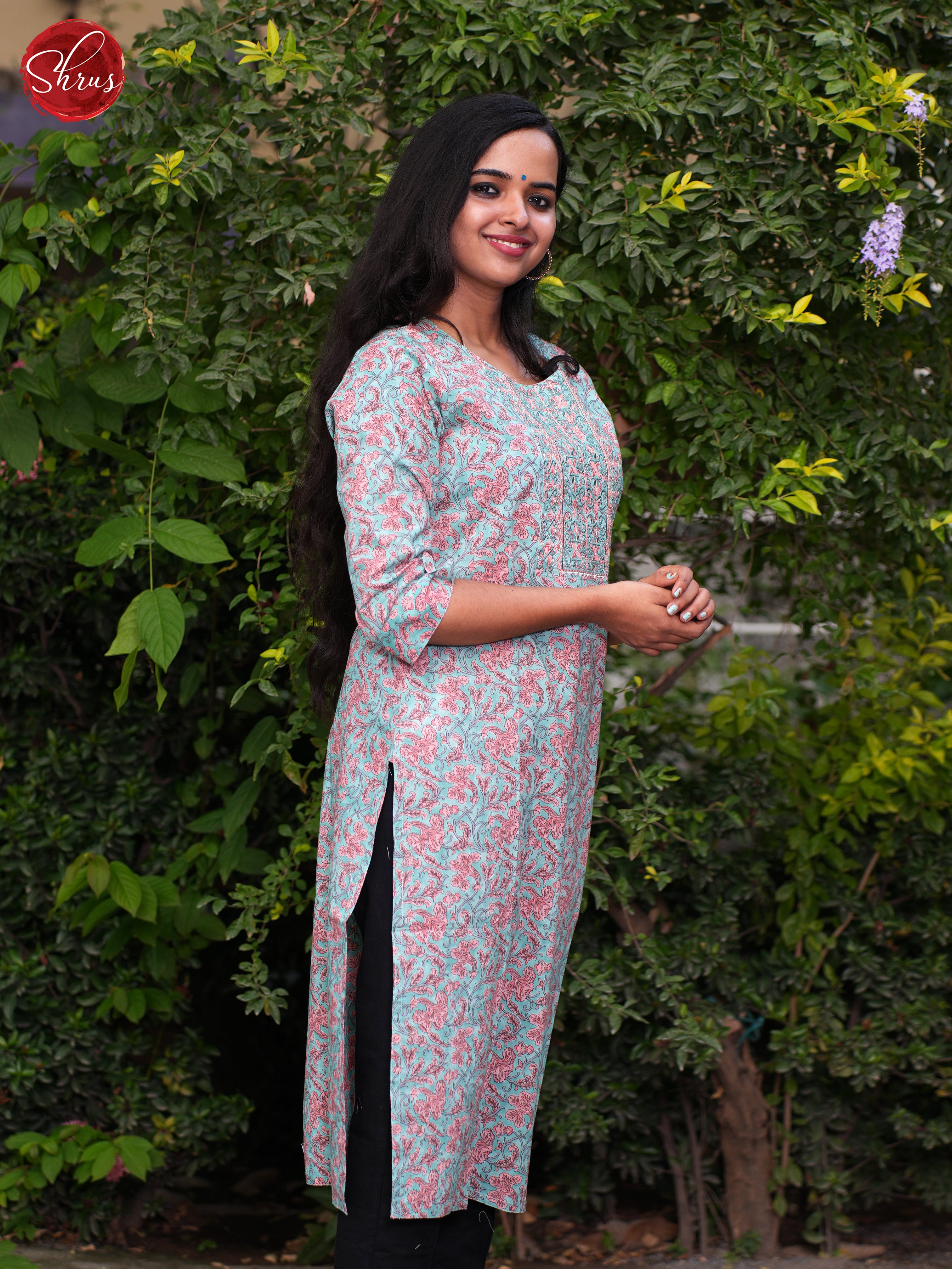 Blue & Pink - Casual Readymade Kurti - Shop on ShrusEternity.com
