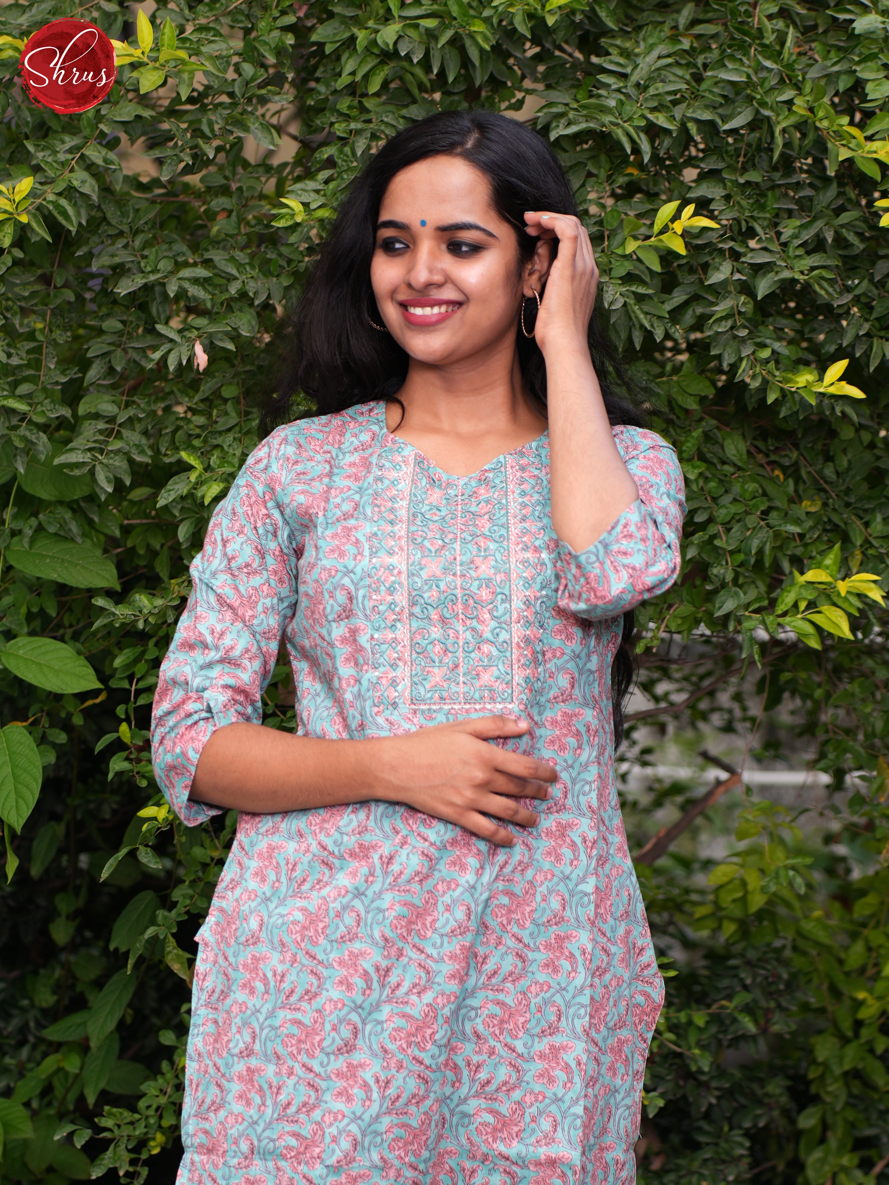 Blue & Pink - Casual Readymade Kurti - Shop on ShrusEternity.com