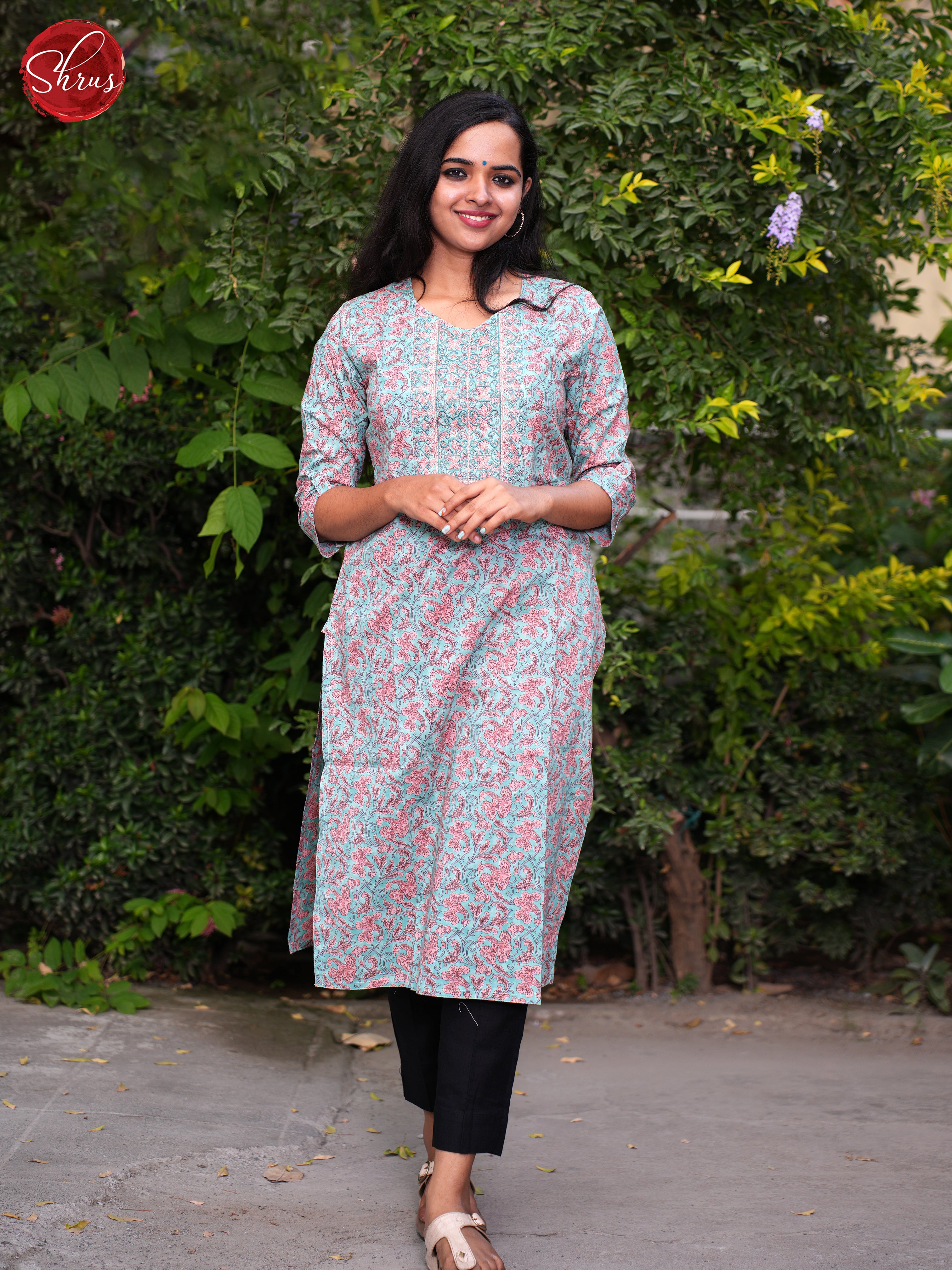 Blue & Pink - Casual Readymade Kurti - Shop on ShrusEternity.com