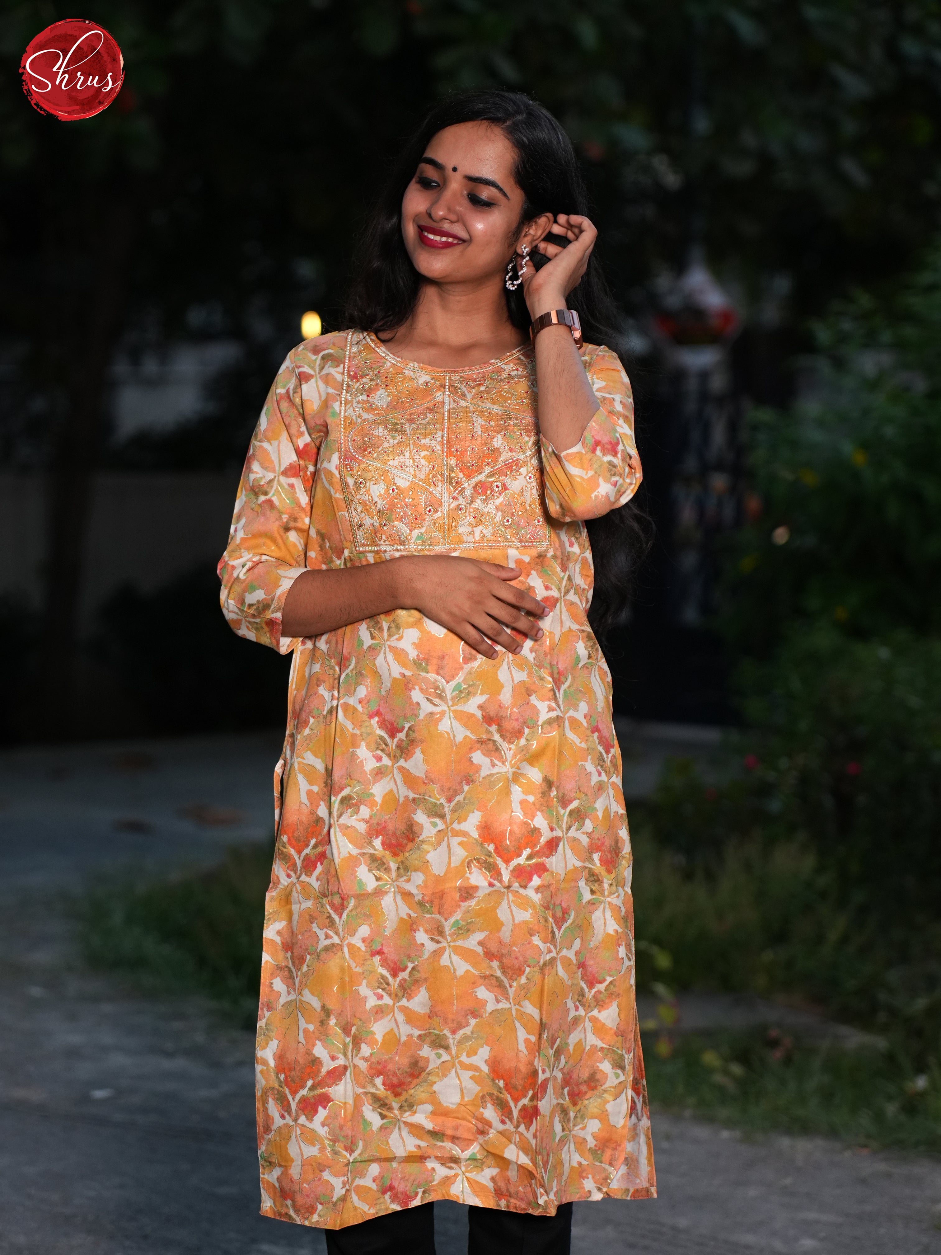 Orange - Readymade Kurti - Shop on ShrusEternity.com