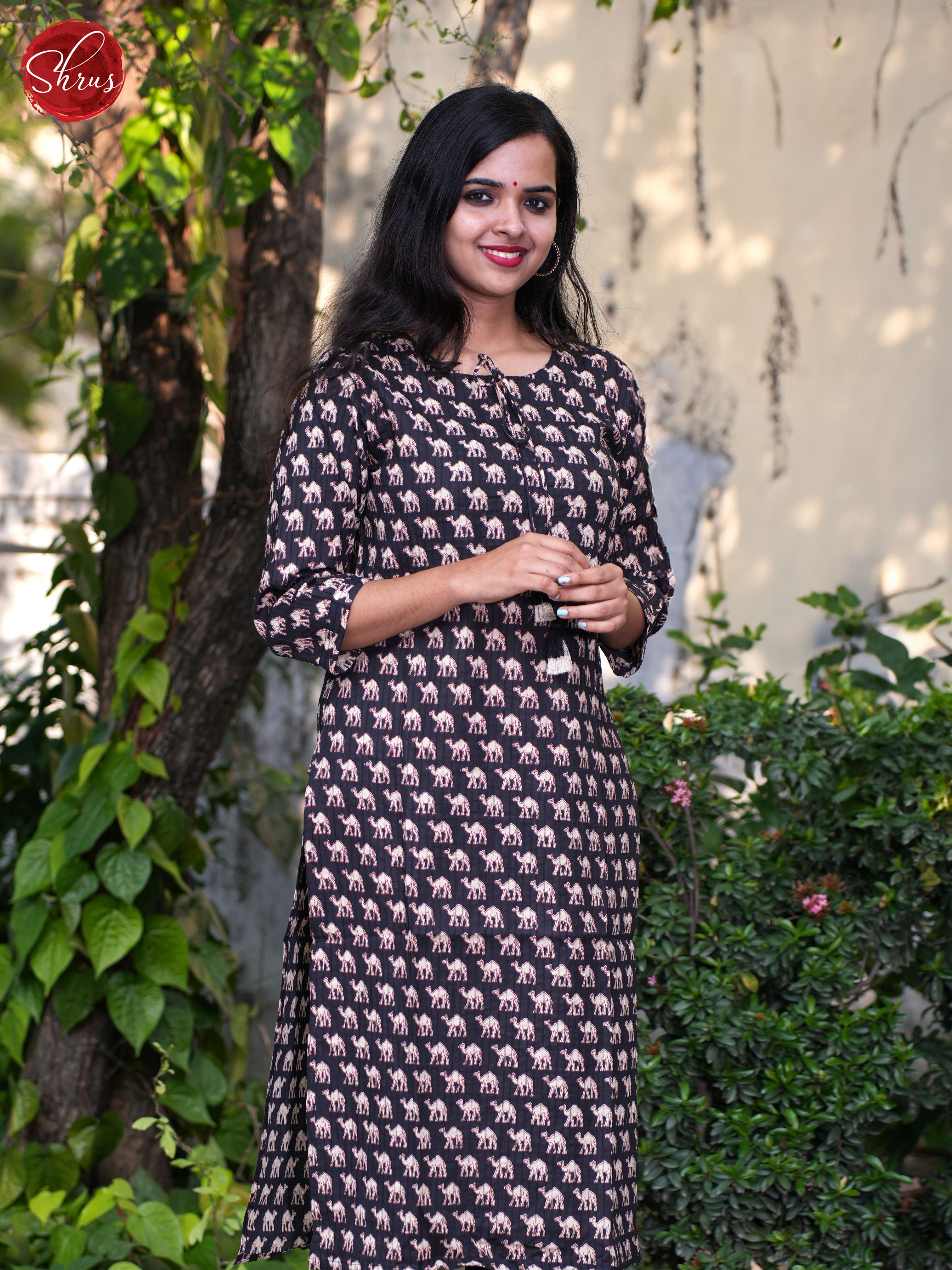 Black - Block Printed Readymade Kurti - Shop on ShrusEternity.com