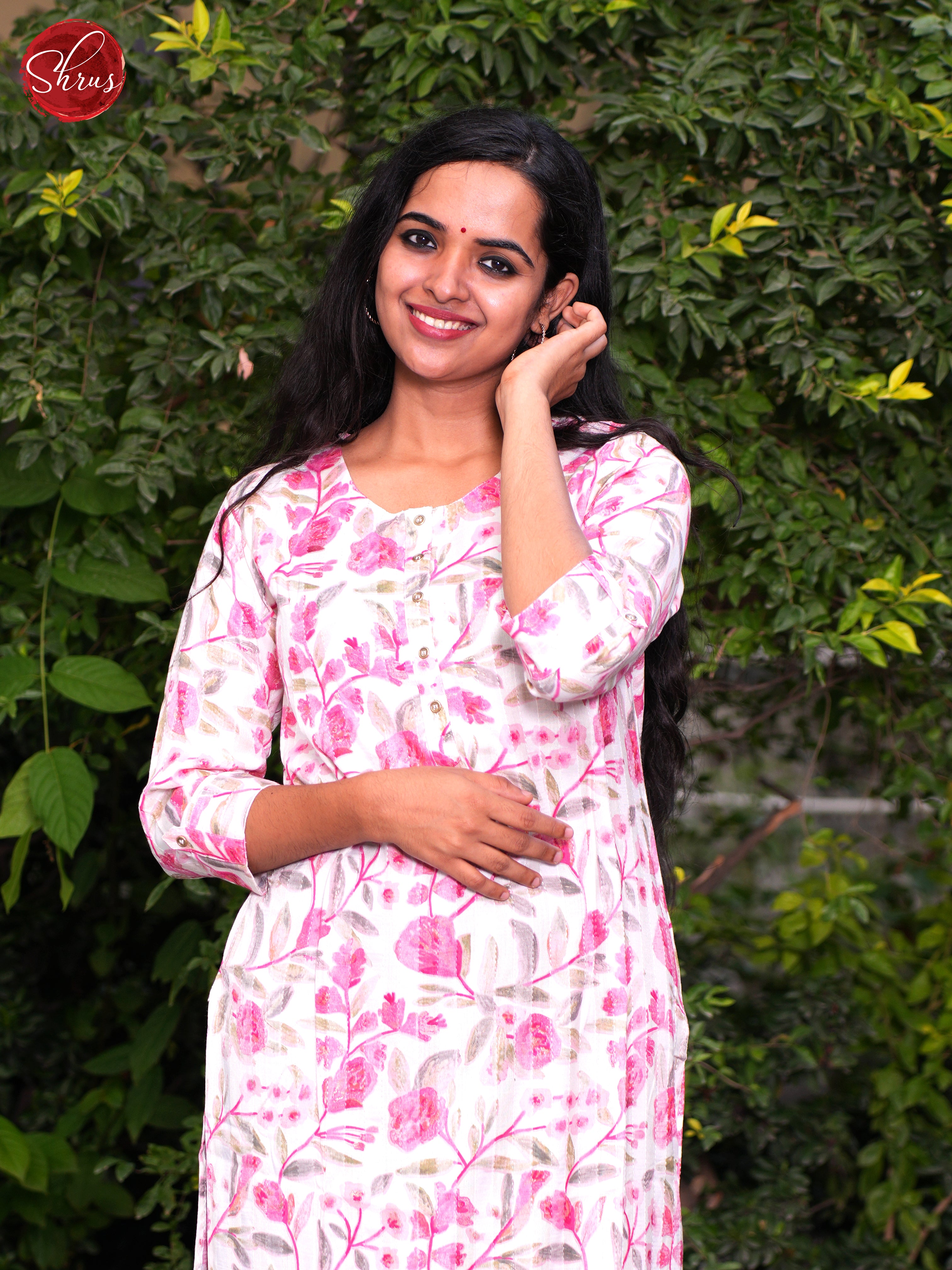 White & Pink- Readymade Kurti - Shop on ShrusEternity.com