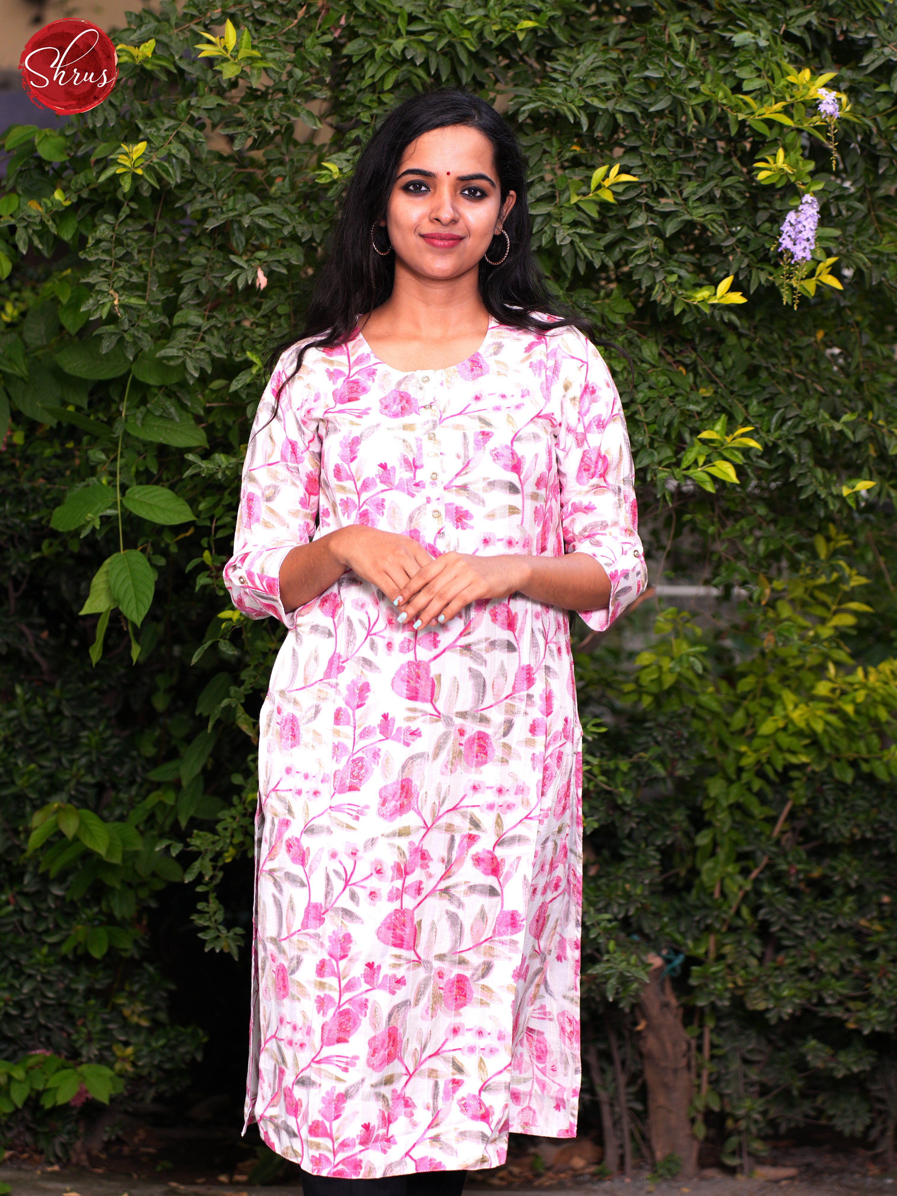 White & Pink- Readymade Kurti - Shop on ShrusEternity.com