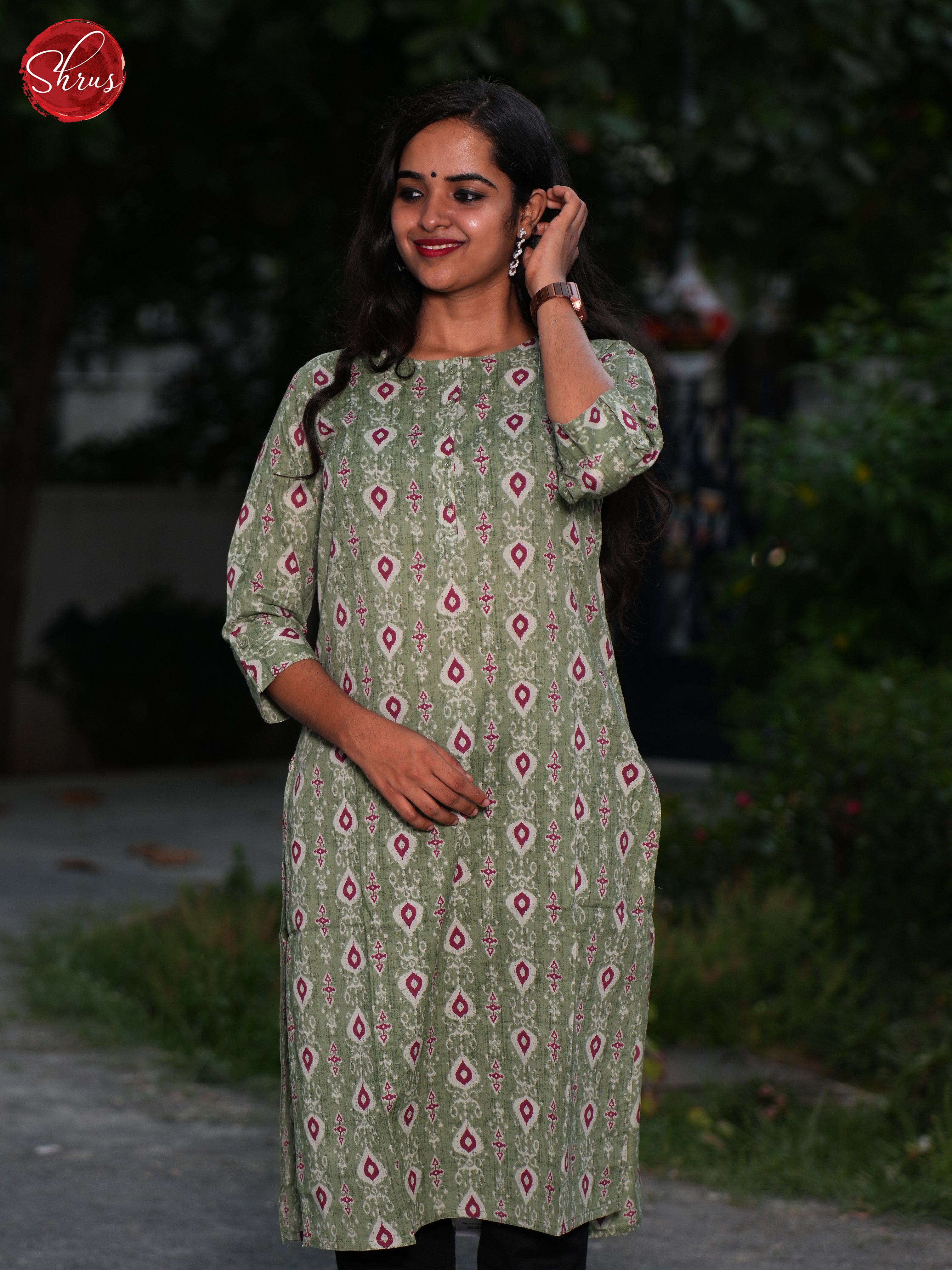 Greenish Grey - Readymade Kurti - Shop on ShrusEternity.com