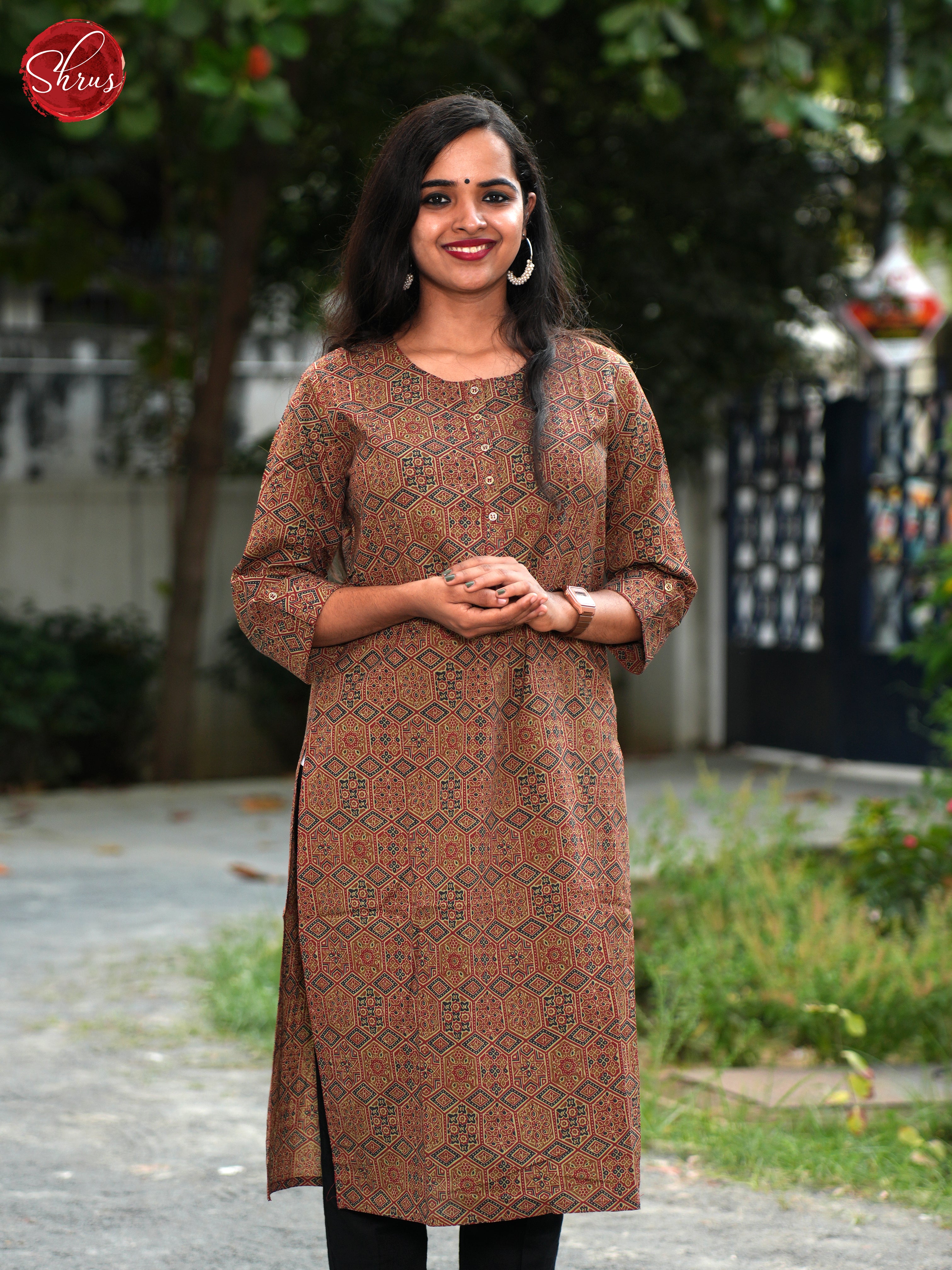 Brown - Casual Readymade Kurti - Shop on ShrusEternity.com