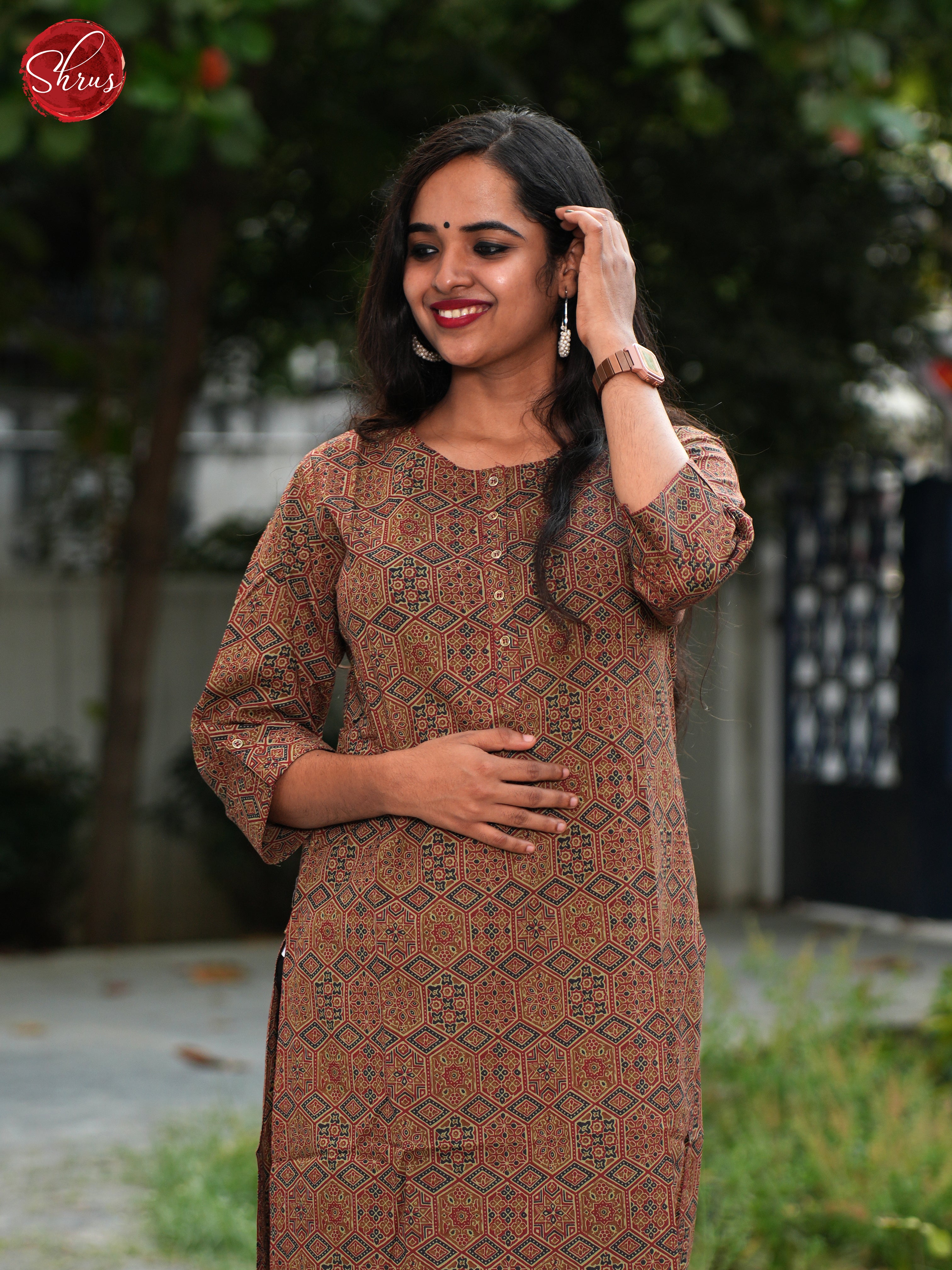 Brown - Casual Readymade Kurti - Shop on ShrusEternity.com