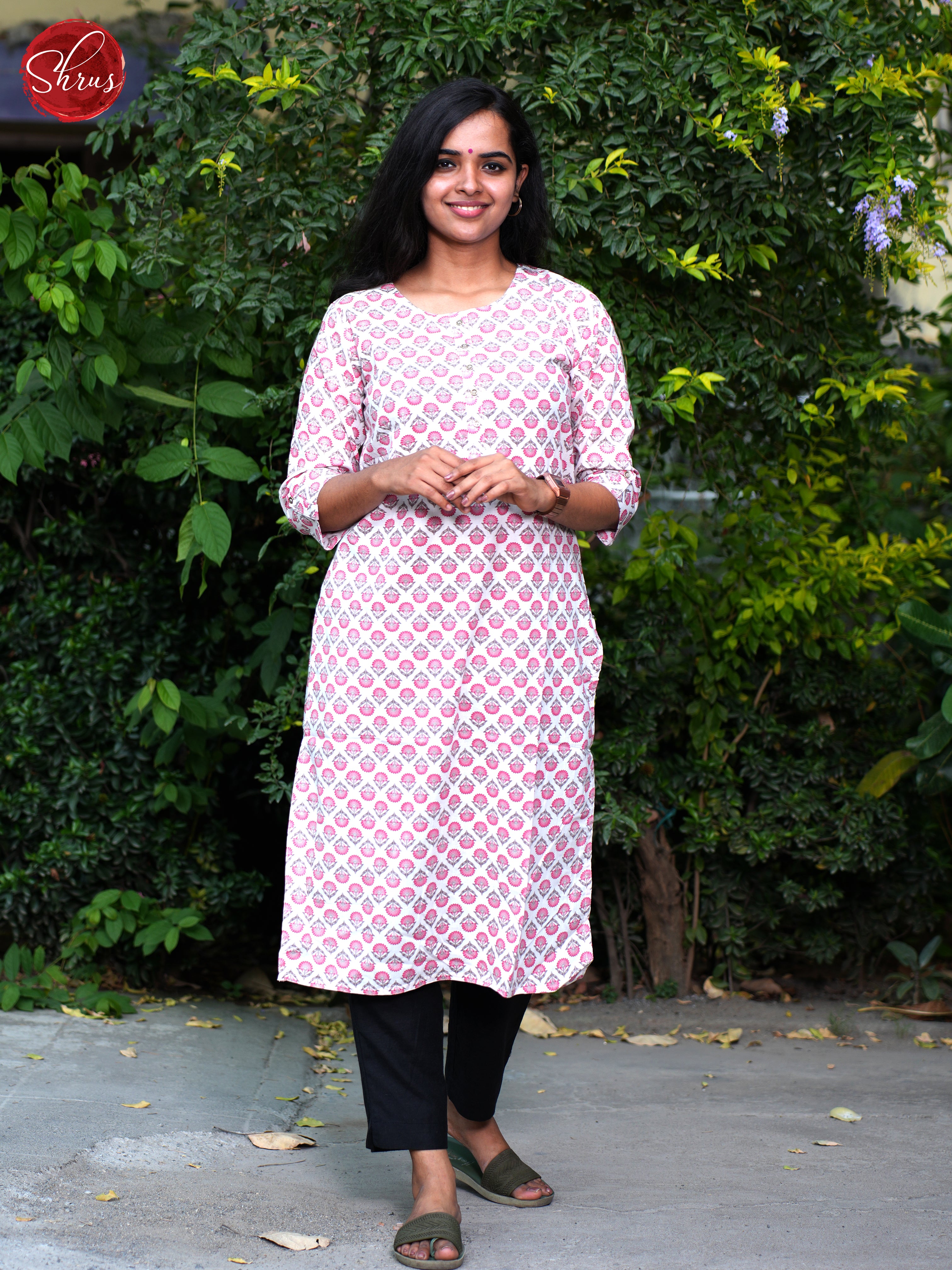Cream & Pink - Readymade Casual Kurti - Shop on ShrusEternity.com