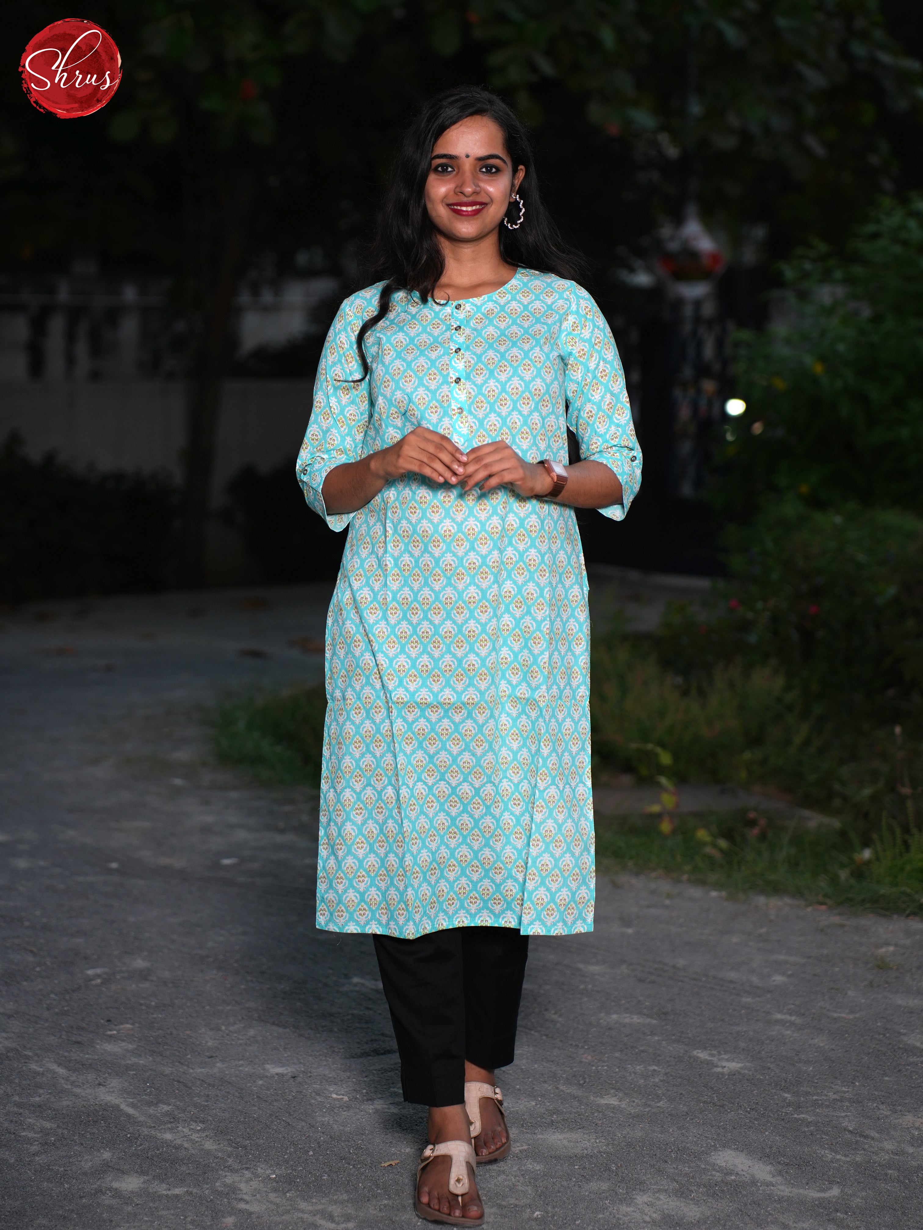 Blue - Casual Readymade Kurti - Shop on ShrusEternity.com