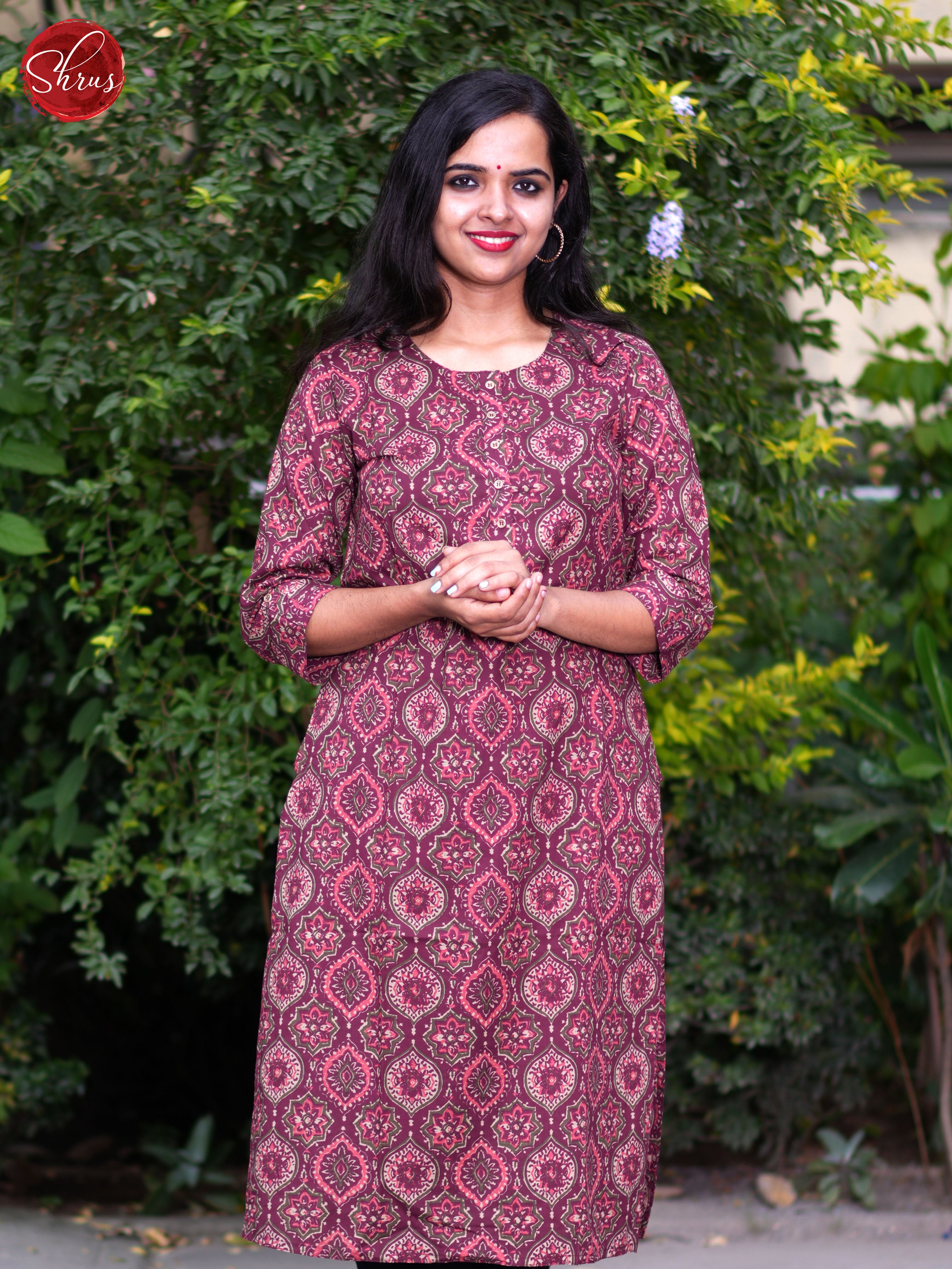 Onion Pink -Casual Printed Readymade Kurti - Shop on ShrusEternity.com