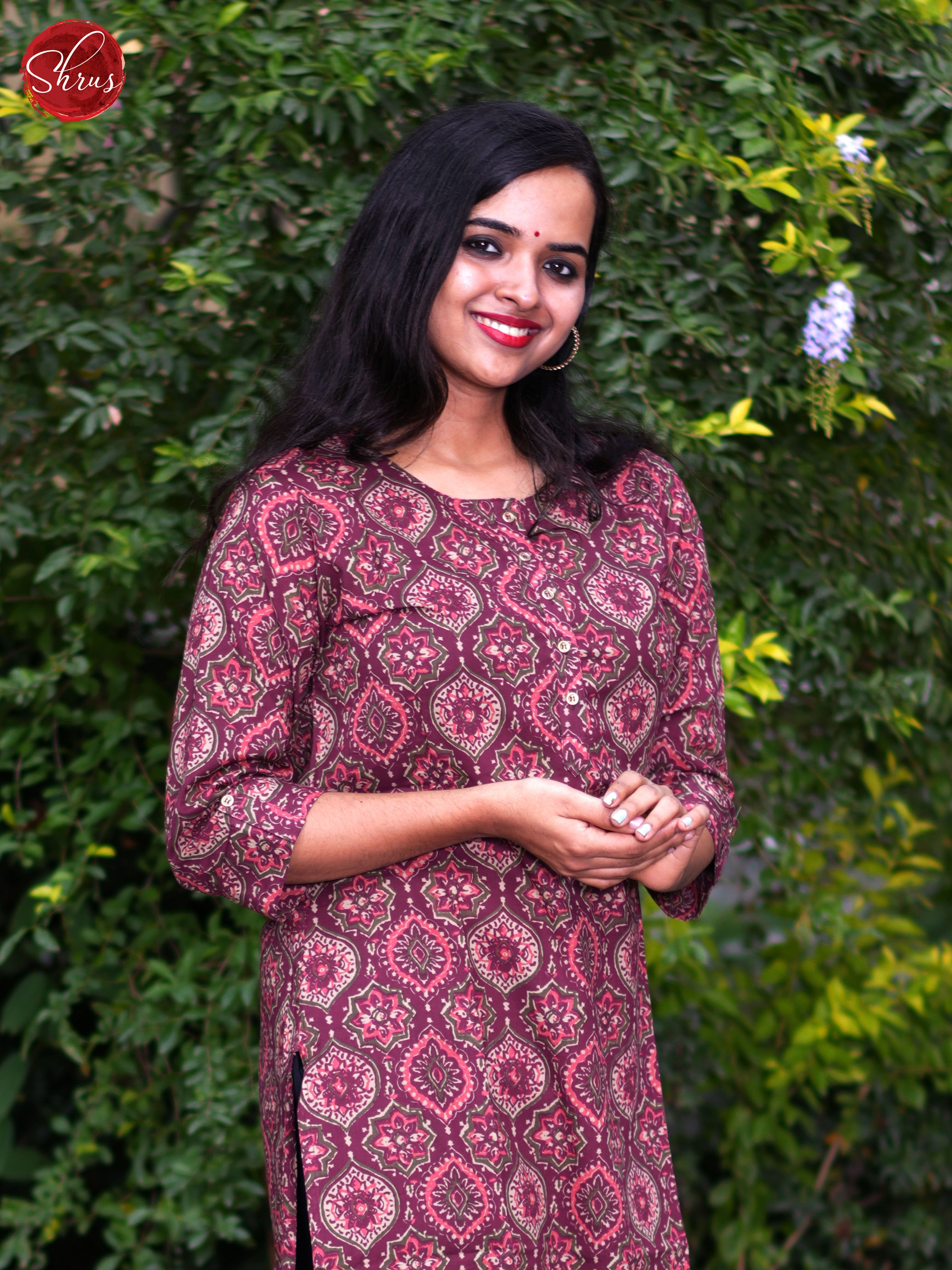Onion Pink -Casual Printed Readymade Kurti - Shop on ShrusEternity.com