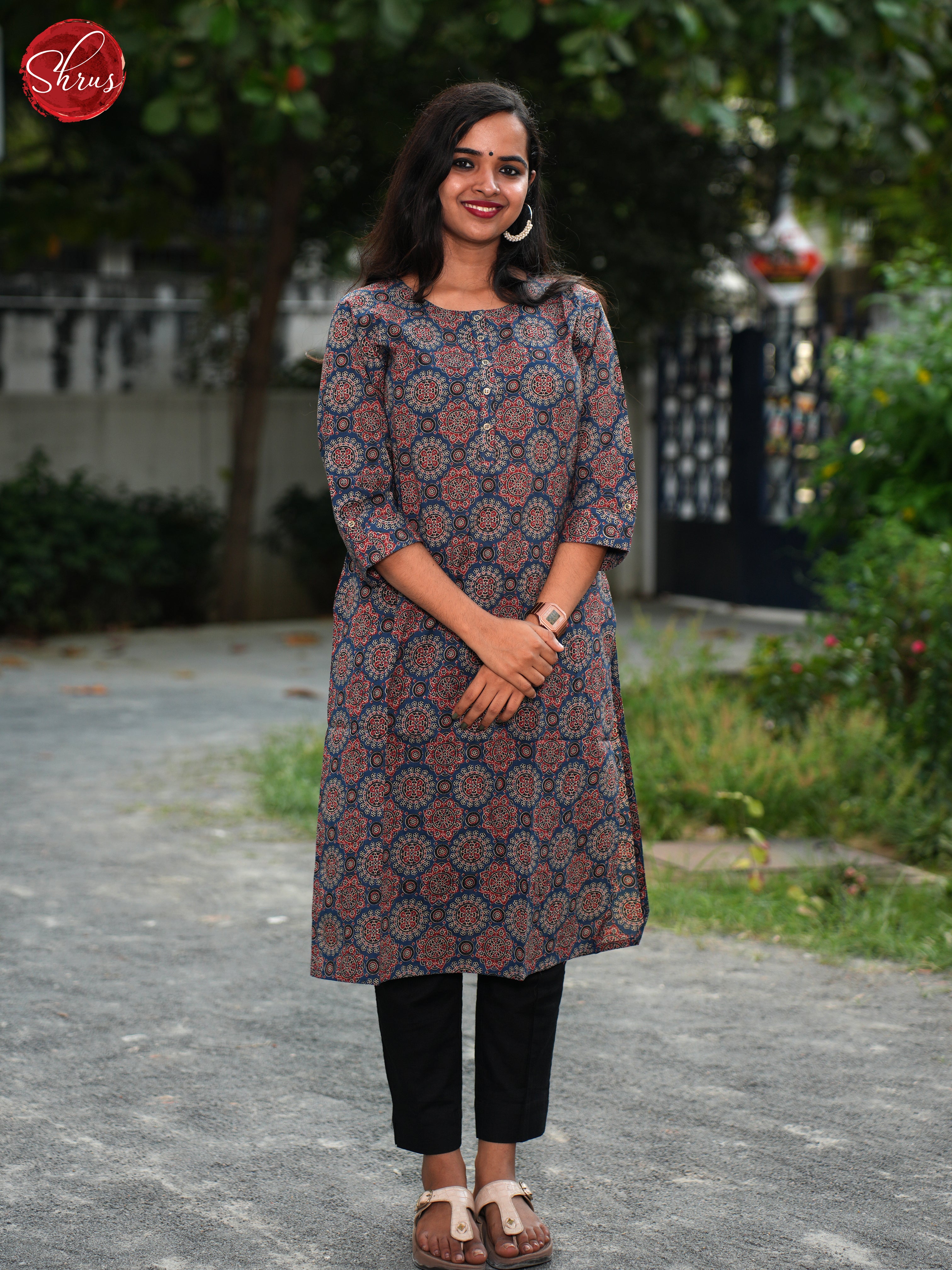 Blue & Grey - Casual Readymade Kurti - Shop on ShrusEternity.com