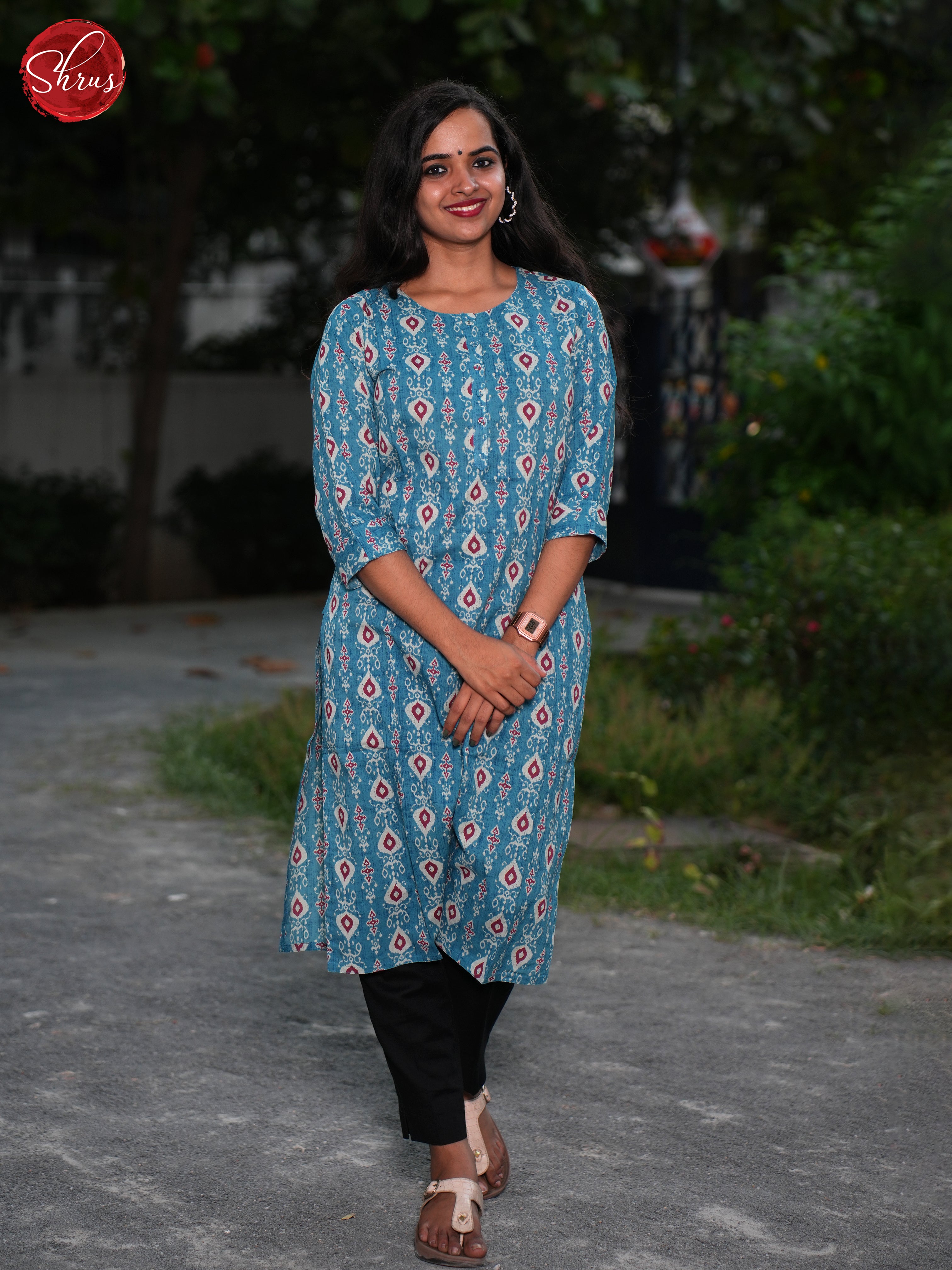 Blue - Casual Readymade Kurti - Shop on ShrusEternity.com