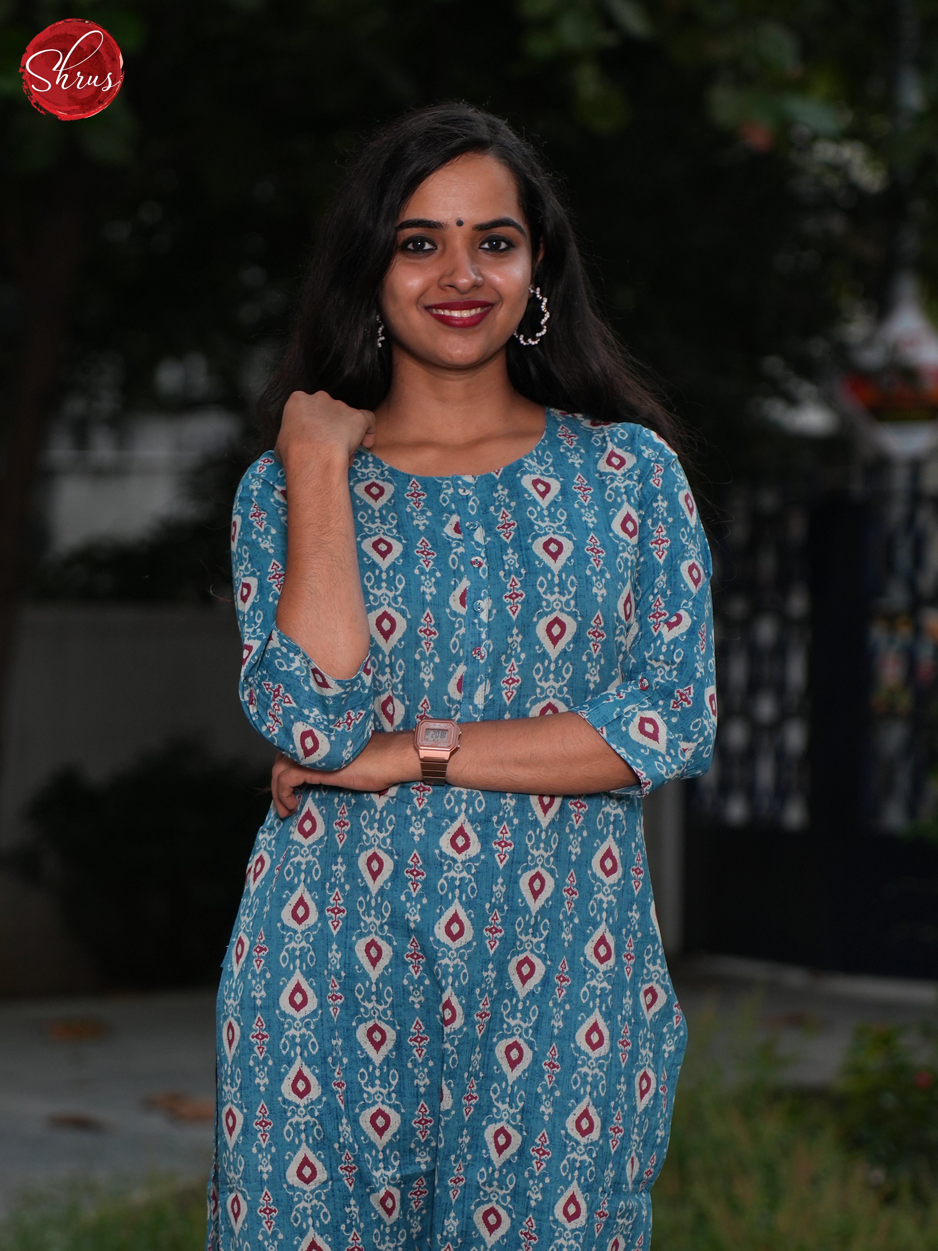 Blue - Casual Readymade Kurti - Shop on ShrusEternity.com