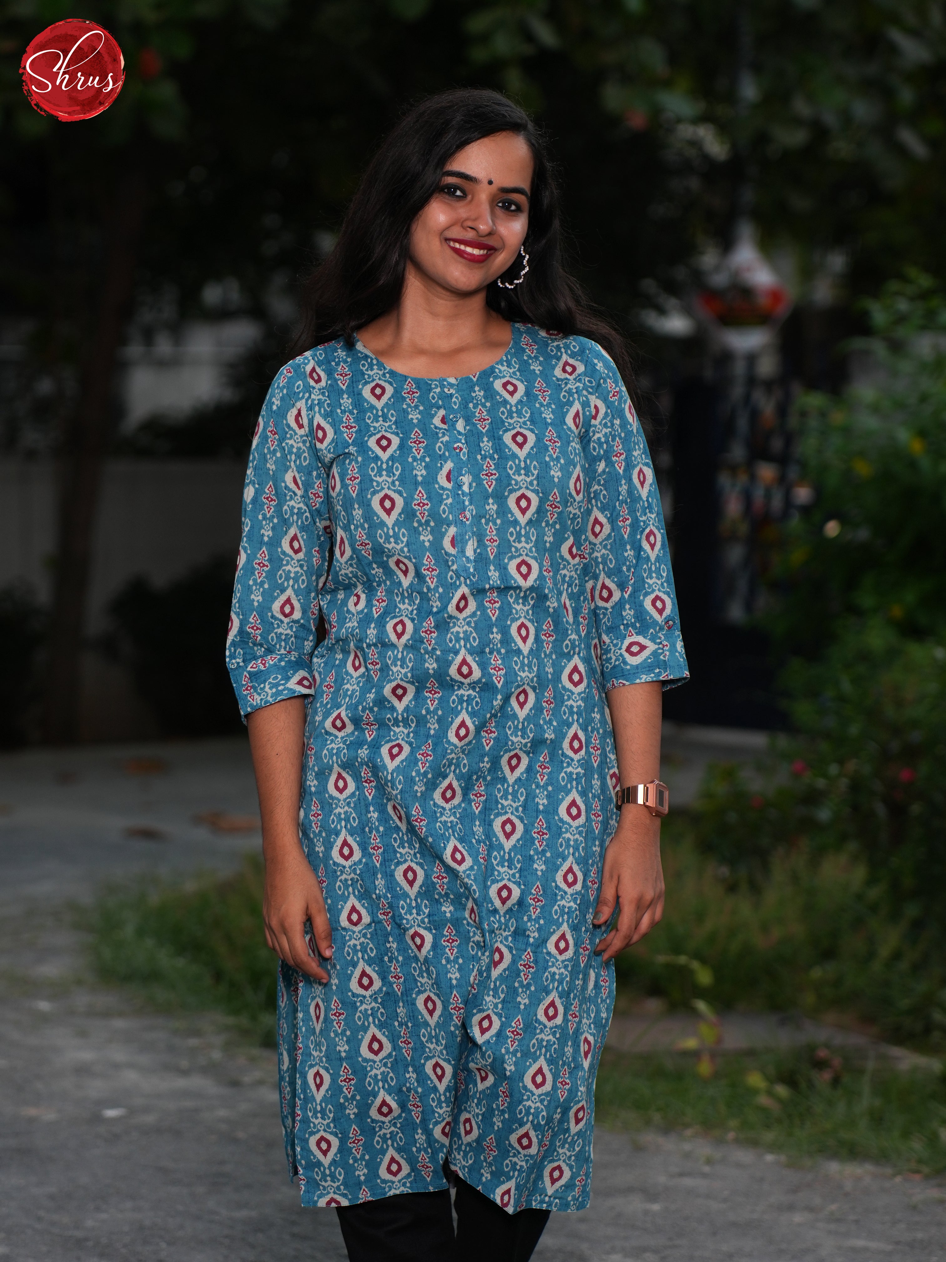 Blue - Casual Readymade Kurti - Shop on ShrusEternity.com